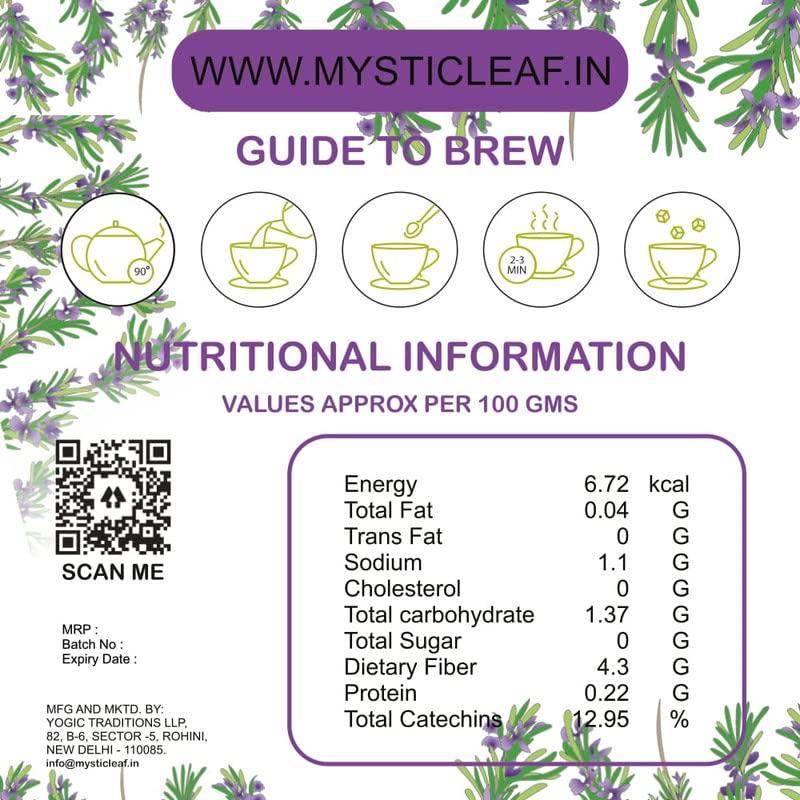 Mystic Leaf Mystic Leaf Rosemary Leaves Tea, Caffeine Free, Hair Growth, 100% Whole Leaf (50 TEA BAG)