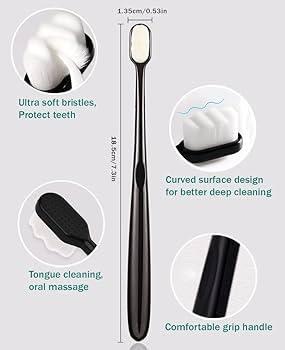 snika snika Extra Soft Toothbrush, Ultra Soft-Bristled Adult Toothbrush Micro Nano 15000 Floss Bristle Good Cleaning Effect For Sensitive Teeth Oral Gum Recession, Manual, White (Set of 2)
