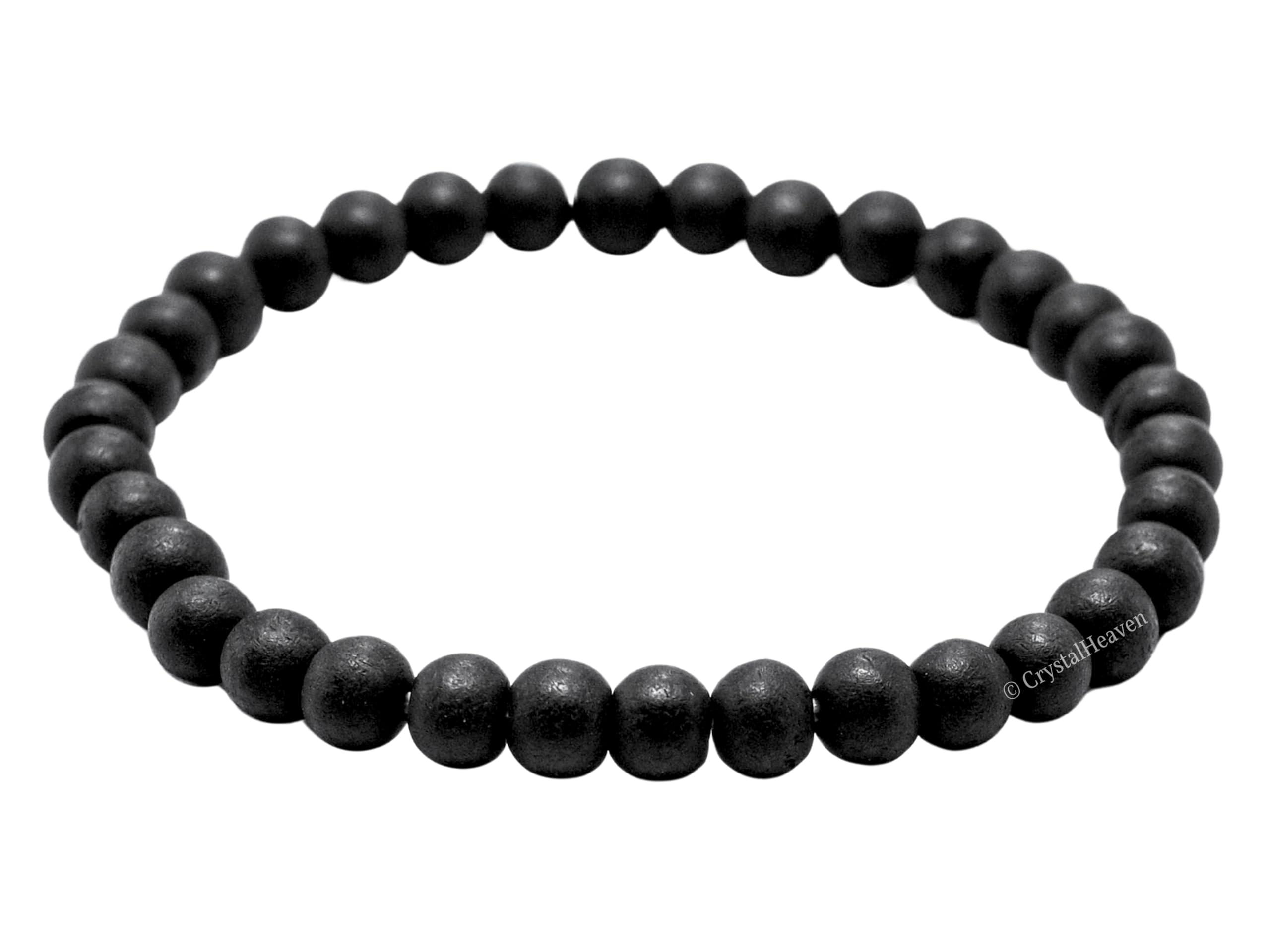 Crystal Heaven Certified Karungali Bracelet Original for Men Women - Black Ebony Wood Bracelet - Original and Natural Karukali Malai for Men Women Pooja Supplies (6mm Beads, Elastic)
