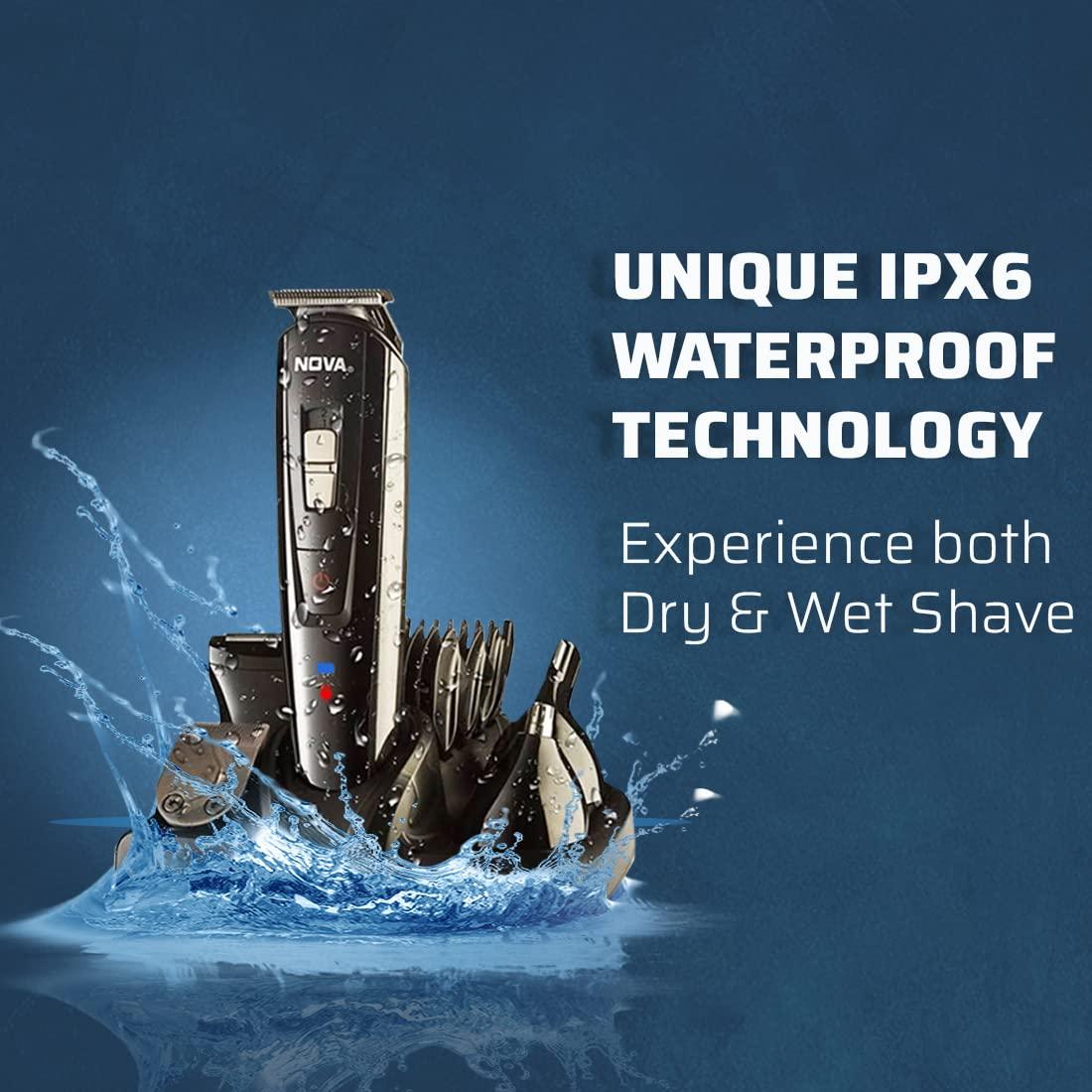 Nova Nova NG 1151 All in One 100% Waterproof Corded n Cordless: 60 Minutes Runtime Grooming Kit For Men (Black)