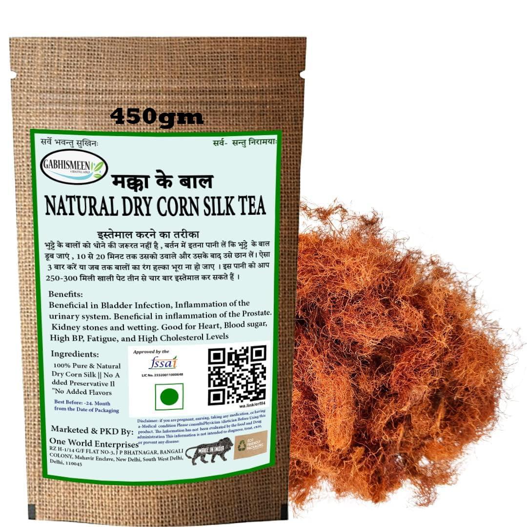 GABHISMEEN GABHISMEEN Corn Silk Tea for Kidney Stones, Helps Cleanse Liver, Supports UTI Health, Maize Hair, Herbal Tea (450gm)