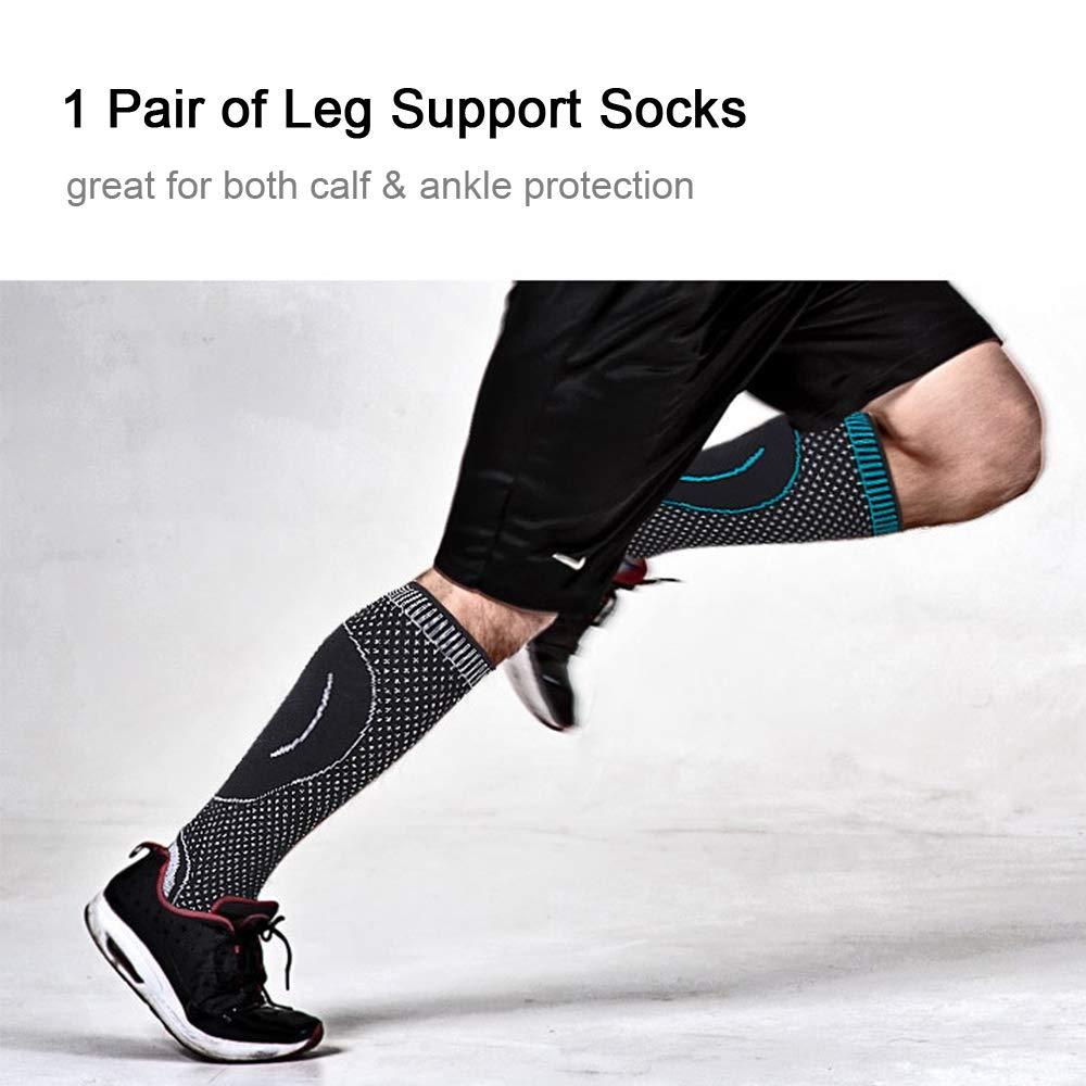 Andoer 1 Pair Leg Support Socks Calf Sleeves Leg Socks for Runners Football Basketball Players Calf Pain Relief Calf Guard Arch Support Braces