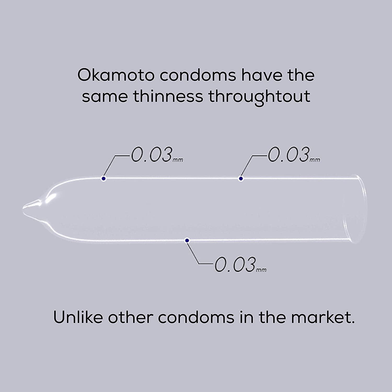 OKAMOTO Okamoto 003 Japans Best Aloe Condoms | Only Natural Water Based Lube Condom in India |Thinnest Premium Condoms for Men - Made In Japan | 0.03 mm thin Extra Lubricated | Pack of 2 | 20s Condoms