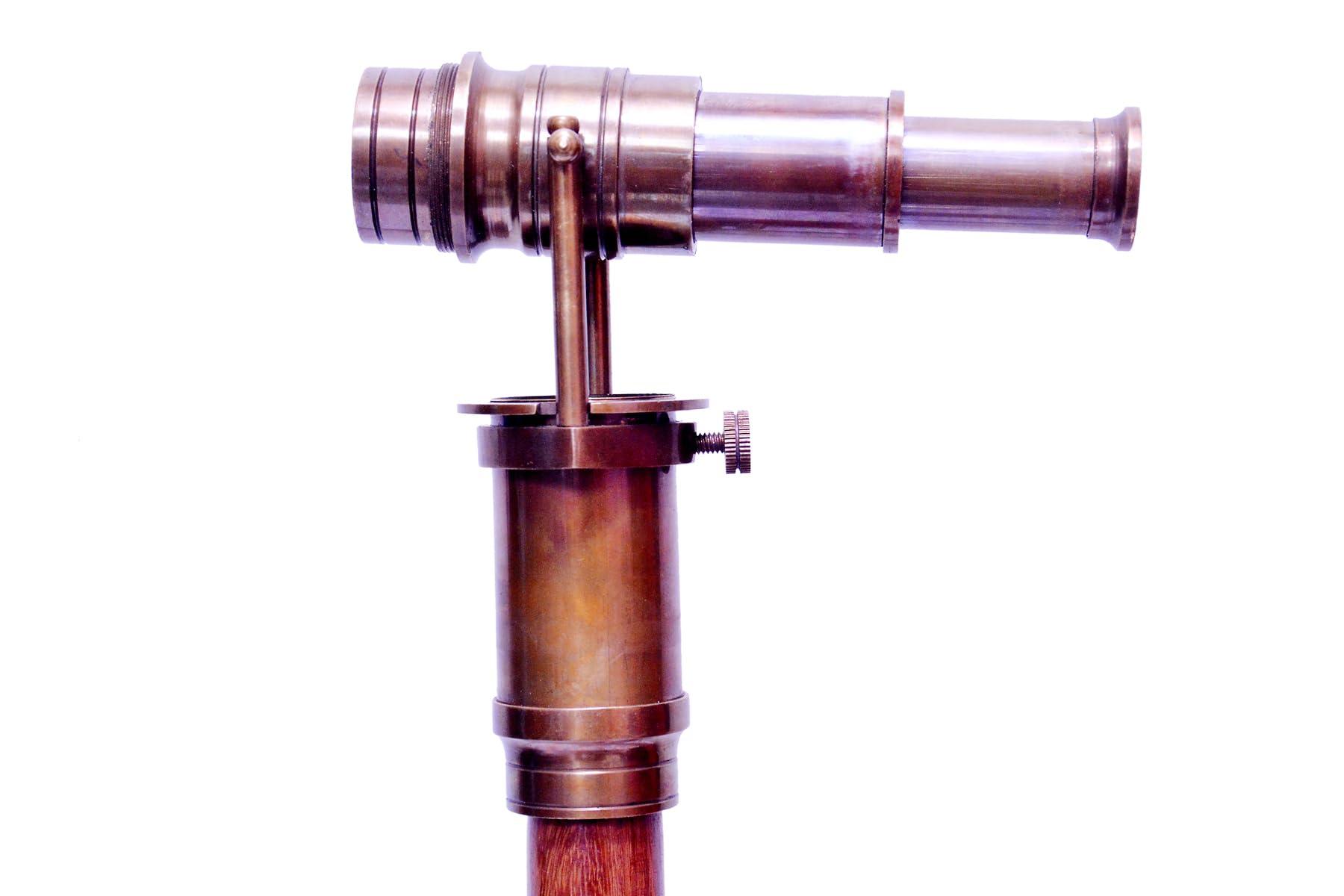 AS BRASS INSTRUMENT Victorian Walking Cane with Telescope Compass On Top Spyglass Handle Walking Stick Hand Foldable Nautical Wooden Walking Stick