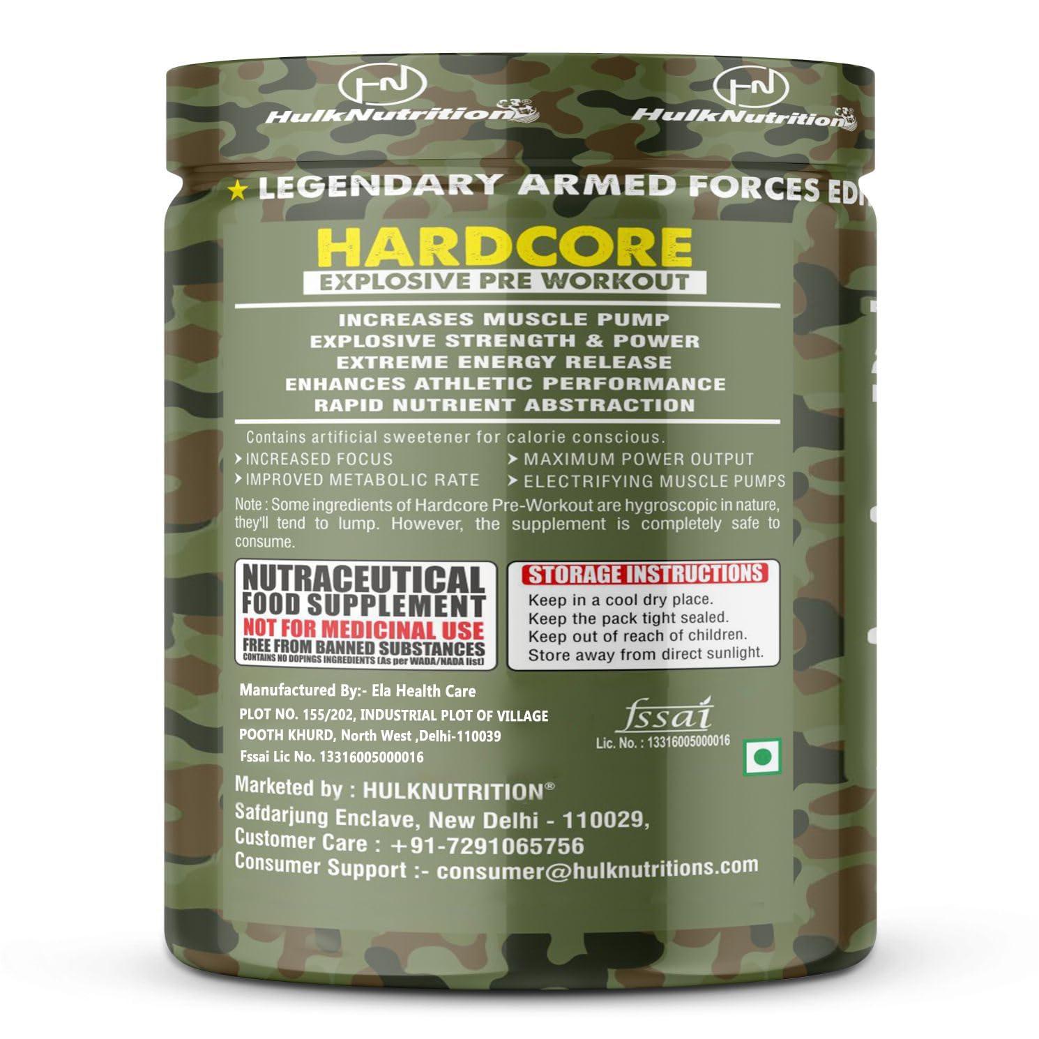 HulkNutrition HulkNutrition Hardcore Pre-Workout Supplement, Energy Drink with Creatine Monohydrate, Arginine AAKG, Beta-Alanine, Explosive Muscle Pump, Caffeinated Punch - For Men & Women [30 Servings, Cranberry] + Hulk Nutrition Apple Cider Vinegar (ACV) Efferve