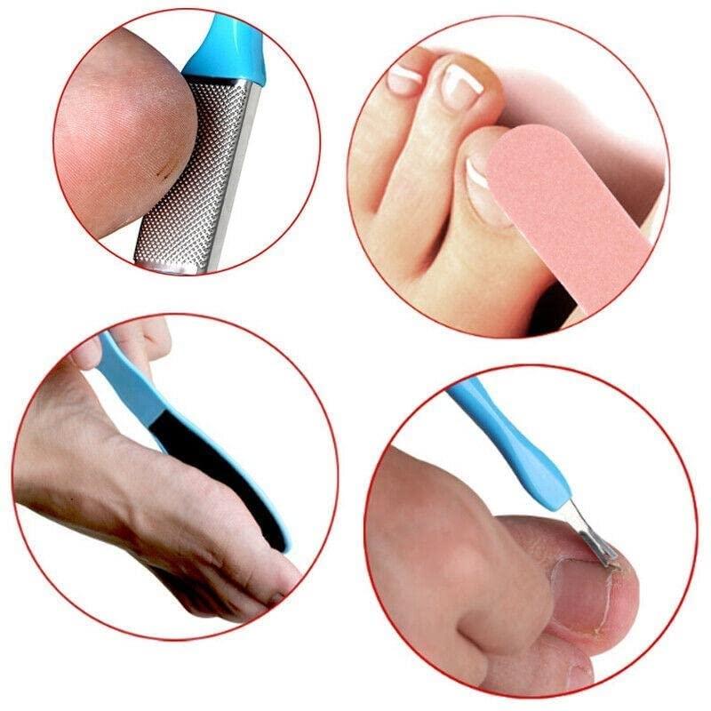 Komoko Komoko Pedicure Tools for Feet - 8 in 1 Pedicure Kit | Foot Scrubber for Dead Skin, Callus Remover, Foot Scraper, Foot File, Pitchfork, Filer for Nail Repair - 1 Set
