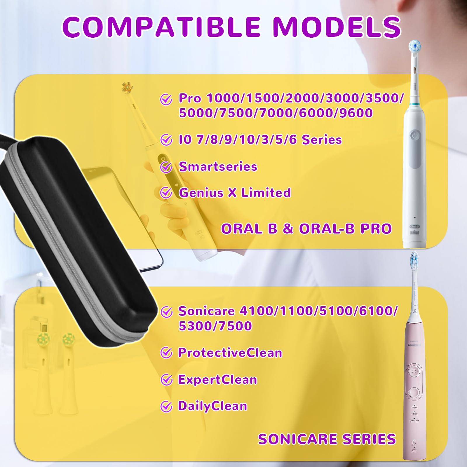 Mocamoro Toothbrush Travel Case for Oral-B Pro 1000 5000 7500 7000 6000 9600 / Philips for Sonicare for ProtectiveClean 4100 6100 5100 6500 7500 Electric Toothbrush, (CASE ONLY!) Portable Protective Container,