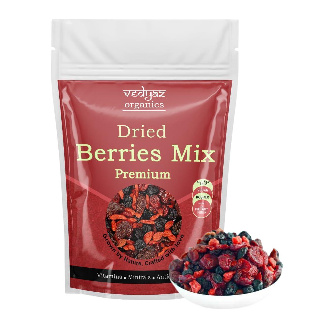 Vedyaz Organics Vedyaz Organics Dried Berries Mix 200gm - Mix of Blueberry, Goji berry, Strawberry & Cranberries Dry fruits - Rich in Nutrients & Antioxidants