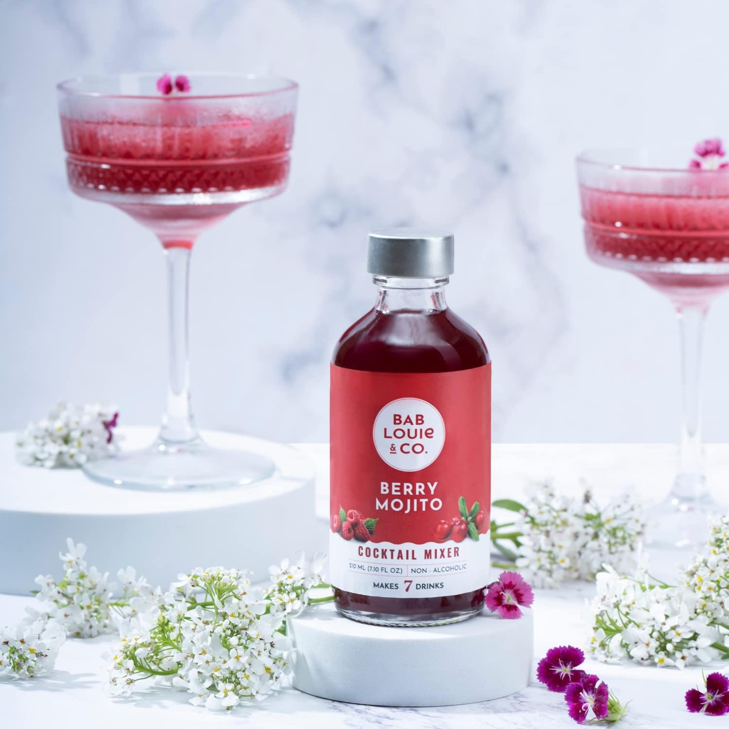 Bab Louie & Co. Bab Louie & Co. Cocktail Mix, Old Fashioned, Berry Mojito & Tropical Margarita, 100% Natural, Cocktail and Mocktail Syrup, Makes 7-10 Drinks (Pack of 3)