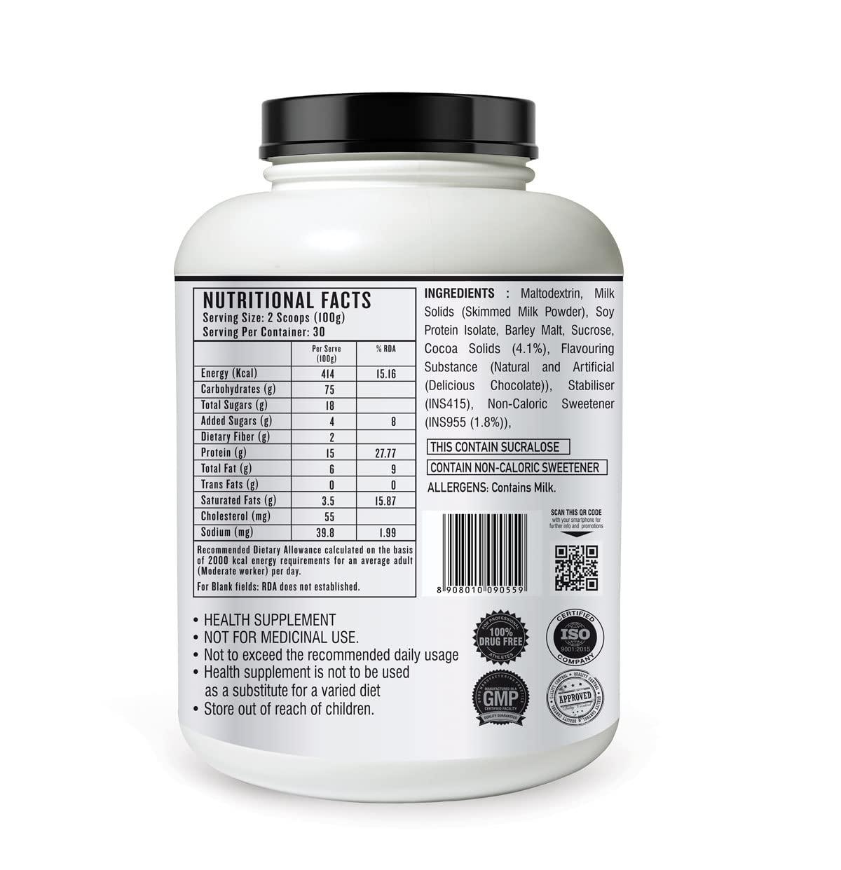 MUSCLETRAIL MuscleTrail Pro Series Weight Gainer Powder | Kaju Pista Badam (3kg) | 15g Protein, 414 Calories, 75g Carbs, High in CaloriesforWeightgain