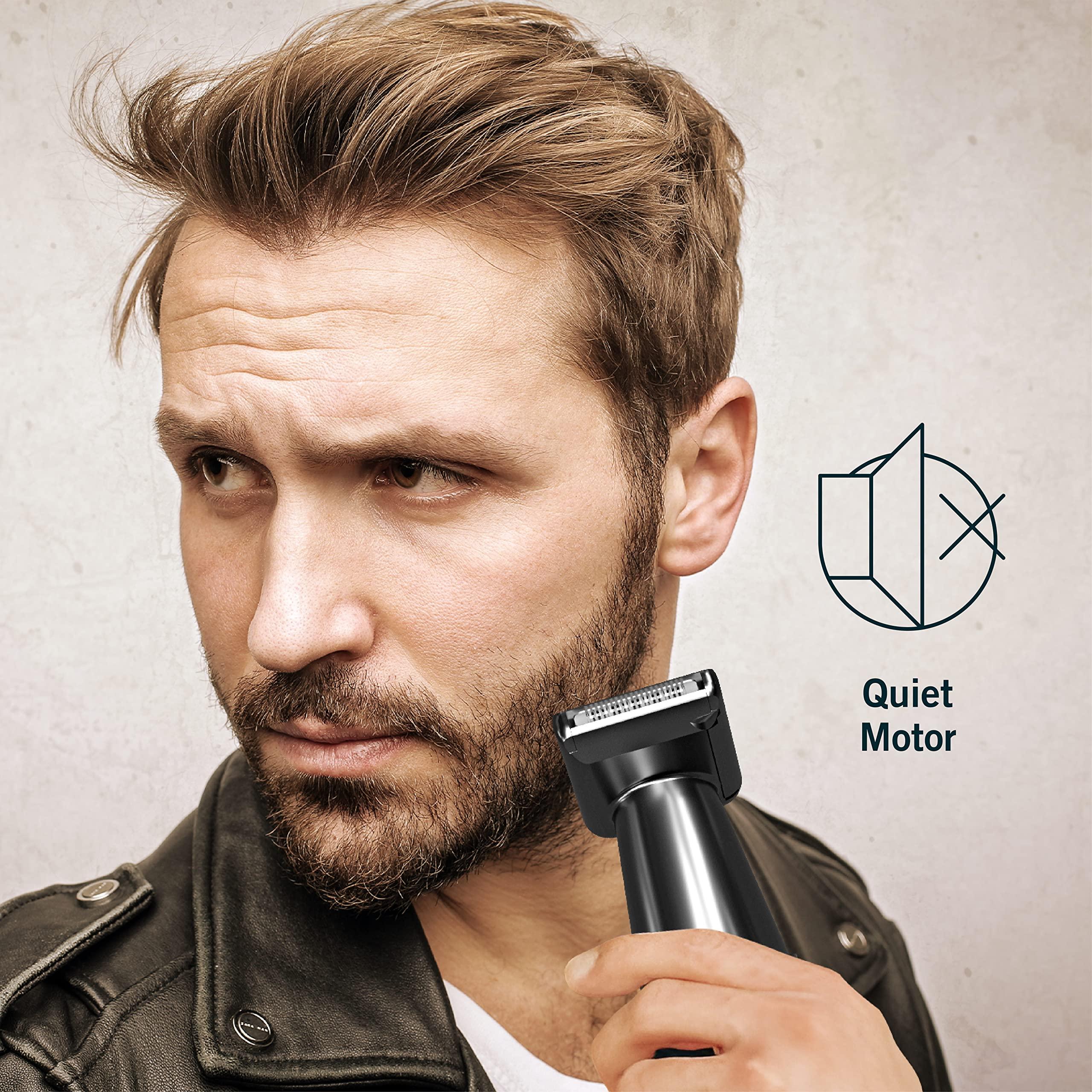 Perry Ellis Perry Ellis Rechargeable Ear and Nose Hair Trimmer for Men, 3 Detachable Heads for Sideburn, Eyebrow, Nose, Ear, Beard Trimmer for Men, Mens Grooming Kit, Detailer, Eye Brow Trimmer for Men