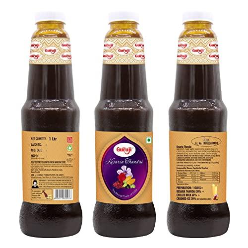 SHREE Guruji Shree Guruji Kery Pudina 1litr+ Kesar Thandai 1litr Dry Fruit Sherbet Instant Refreshing Drink for Summer special (Combo Pack)