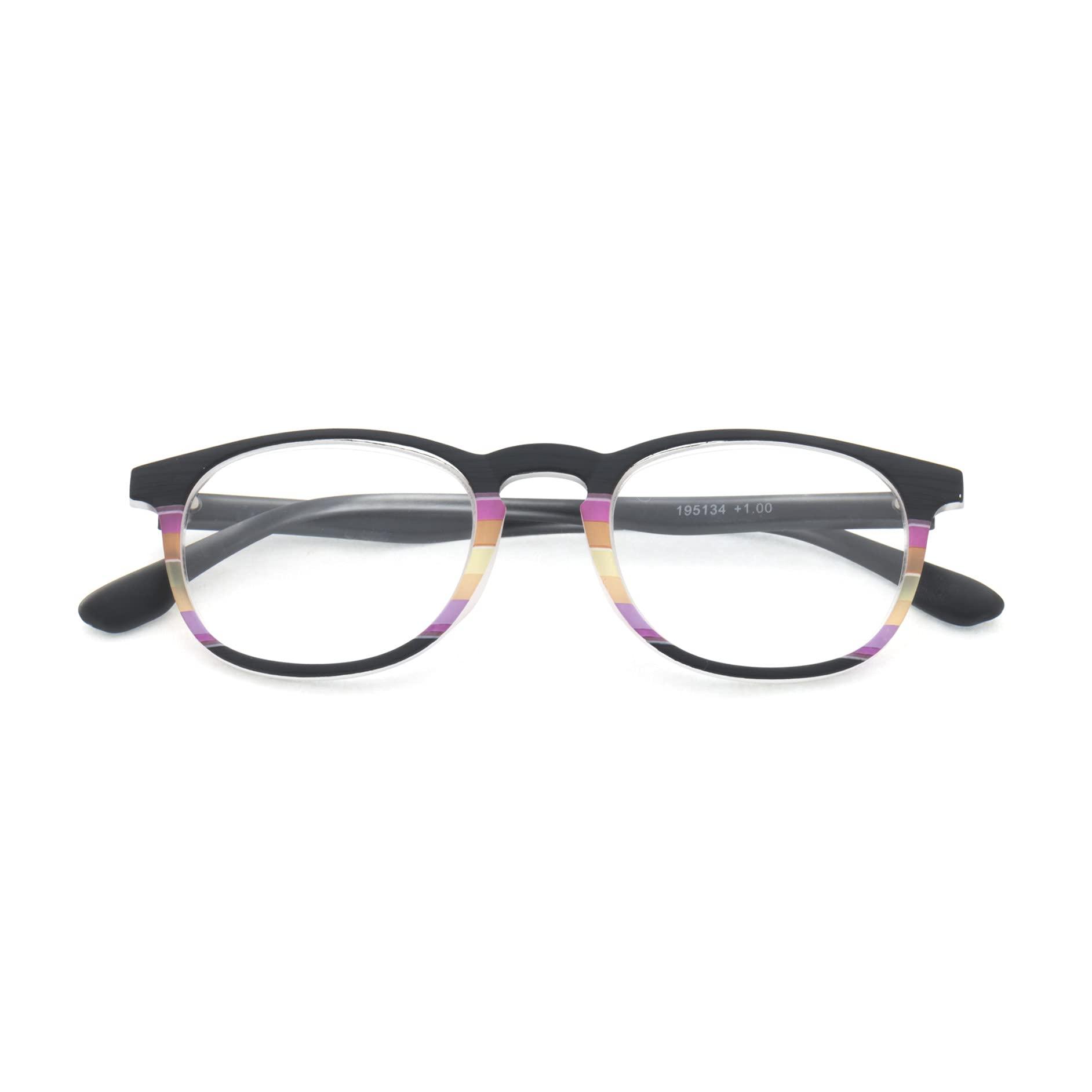 Tiziano Tiziano New Age Reading Glasses with Metal Side (Model: 195134 Black with multi colour +2.75 with Classic Eye shape)