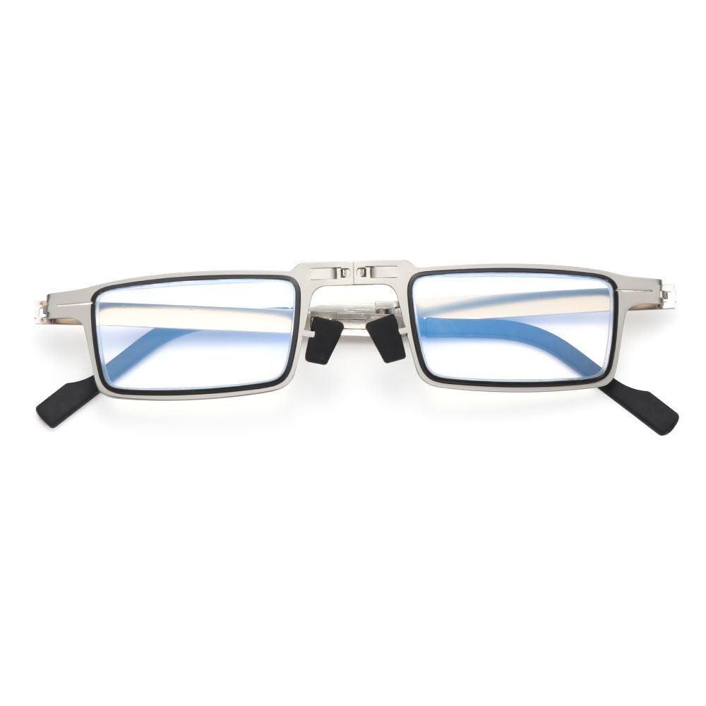 Besillia Besillia 1Pc Blue Anti-Light Reading Glasses Men Metal Foldable Presbyopia Spectacles Frame Cooling Glasses With Case +1.50 (+1.50)