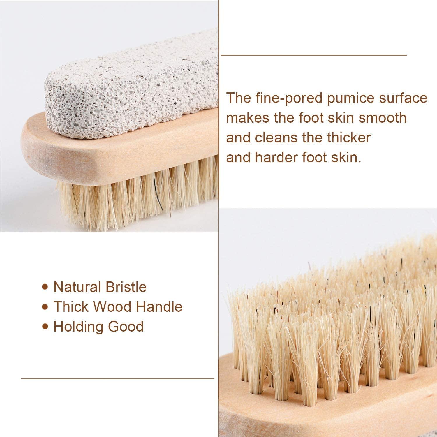 Amzgear Amzgear Natural Pumice Stone Combo foot Brush, Body Exfoliating Double Side Soft Bristle Wood Brush, Suitable for Pedicure Brush Kit Tool for Cleanse, Scrub & File Dead Skin Callus Remover (Pack of 1)
