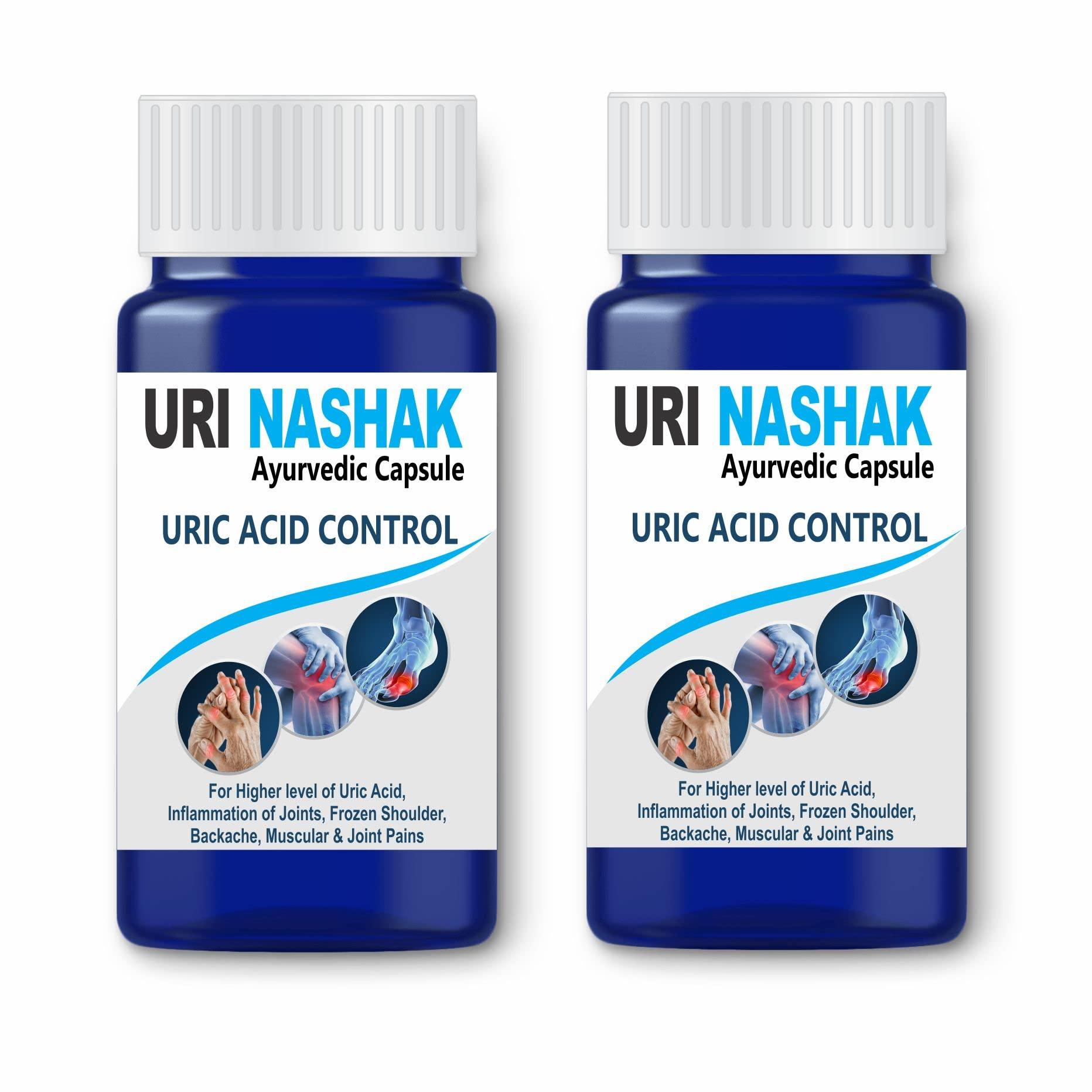 DR. ASMA HERBALS Uri Nashak Ayurvedic Capsule | Controls High Uric Acid, Joint Pain Problems, Cleanses Uric Acid (60 capsule x 4 Bottles= 240 capsule) | Mfd. by Dr. Asma Herbals Since 1972