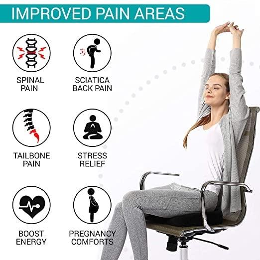 Orthowala Orthowala Orthopaedic Soft Foam Coccyx Seat Cushion for Tailbone Pain Relief, Sciatica, Lower Back Support and Pain Relief Seat Cushion with Removable Cover for Office/Home Chair