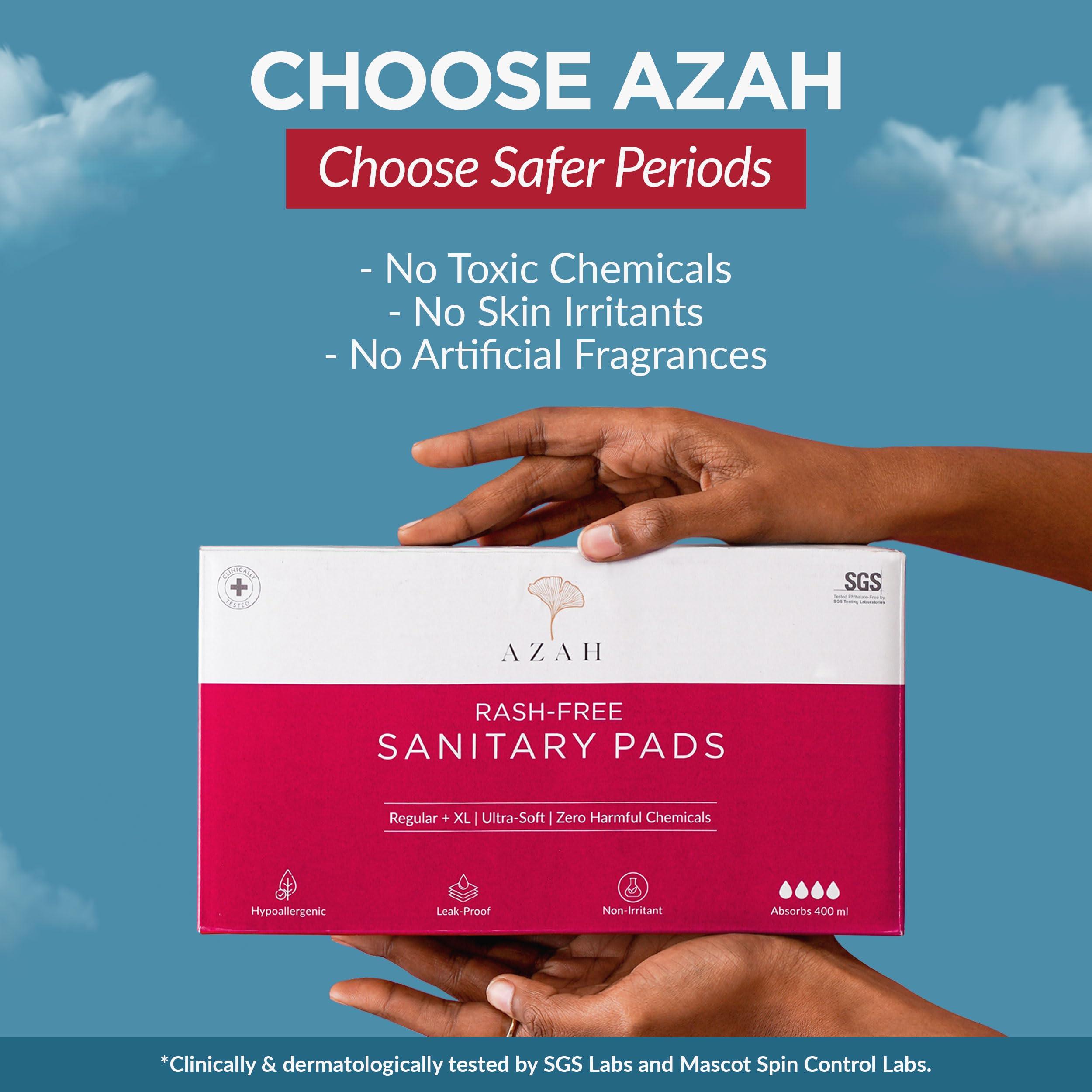 AZAH AZAH Sanitary Pads for Women (20 Reg + 20 XL) [Pack of 40] 100% Rash-Free sanitary napkins | 3x More Absorption, Cottony Soft and Dry Top Cover for heavy Flow | Toxin Free, Locks Odour, Leak-Proof