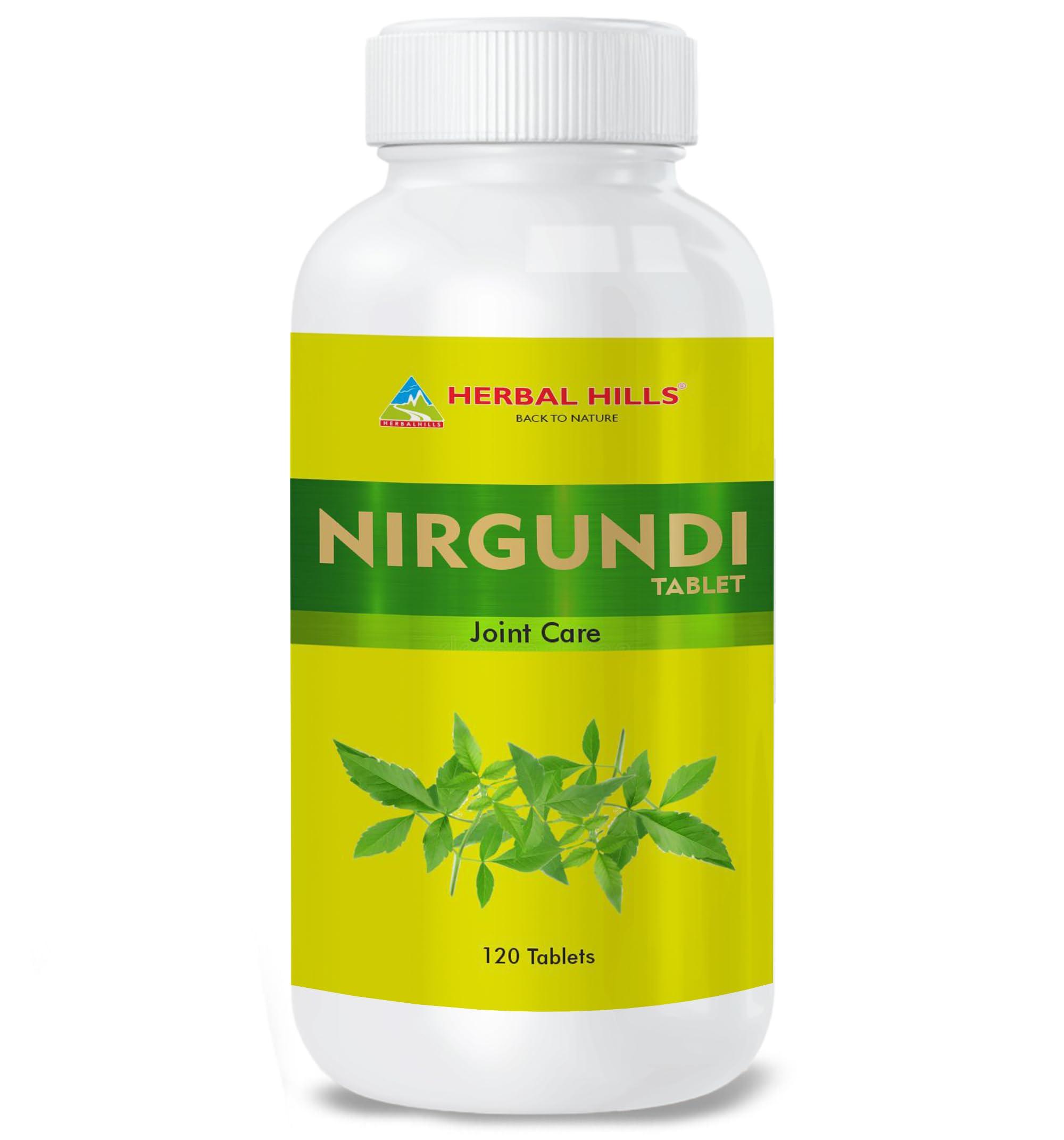 HERBAL HILLS Herbal Hills Nirgundi (Vitex negundo) 120 tablet - 500mg for Joint Care & various health benefits (Pack of 4)