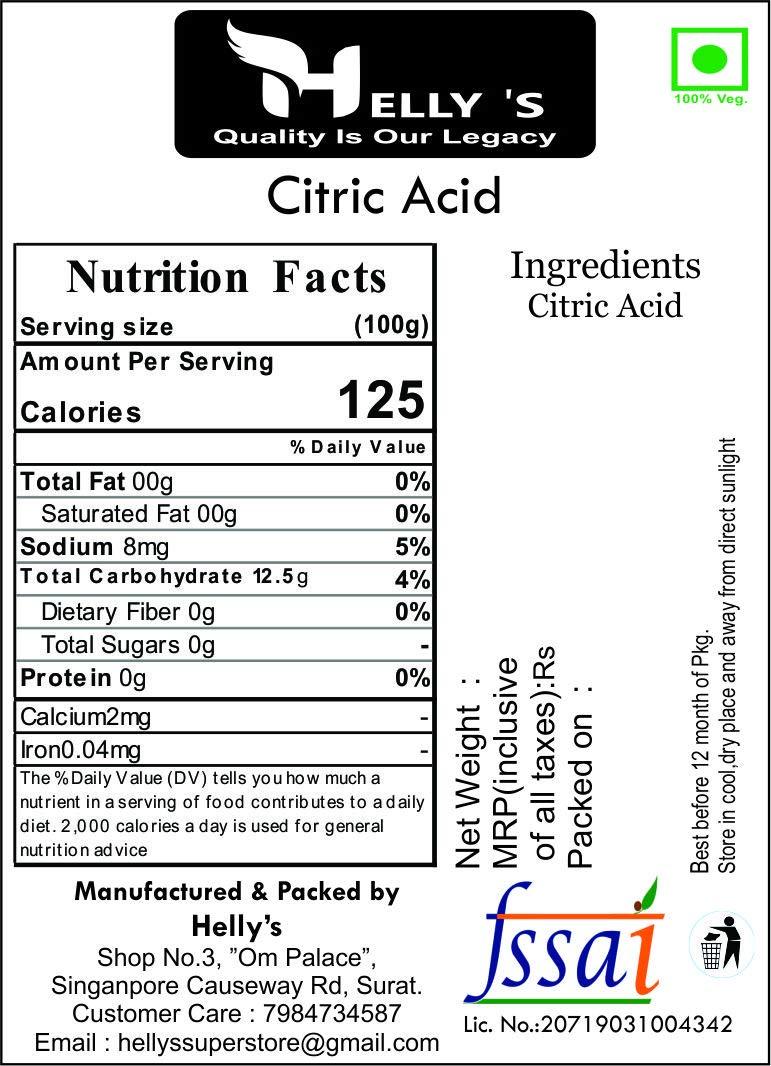 Helly's Helly's Pure Citric Acid Crystals (Lemon Salt) 500 gm