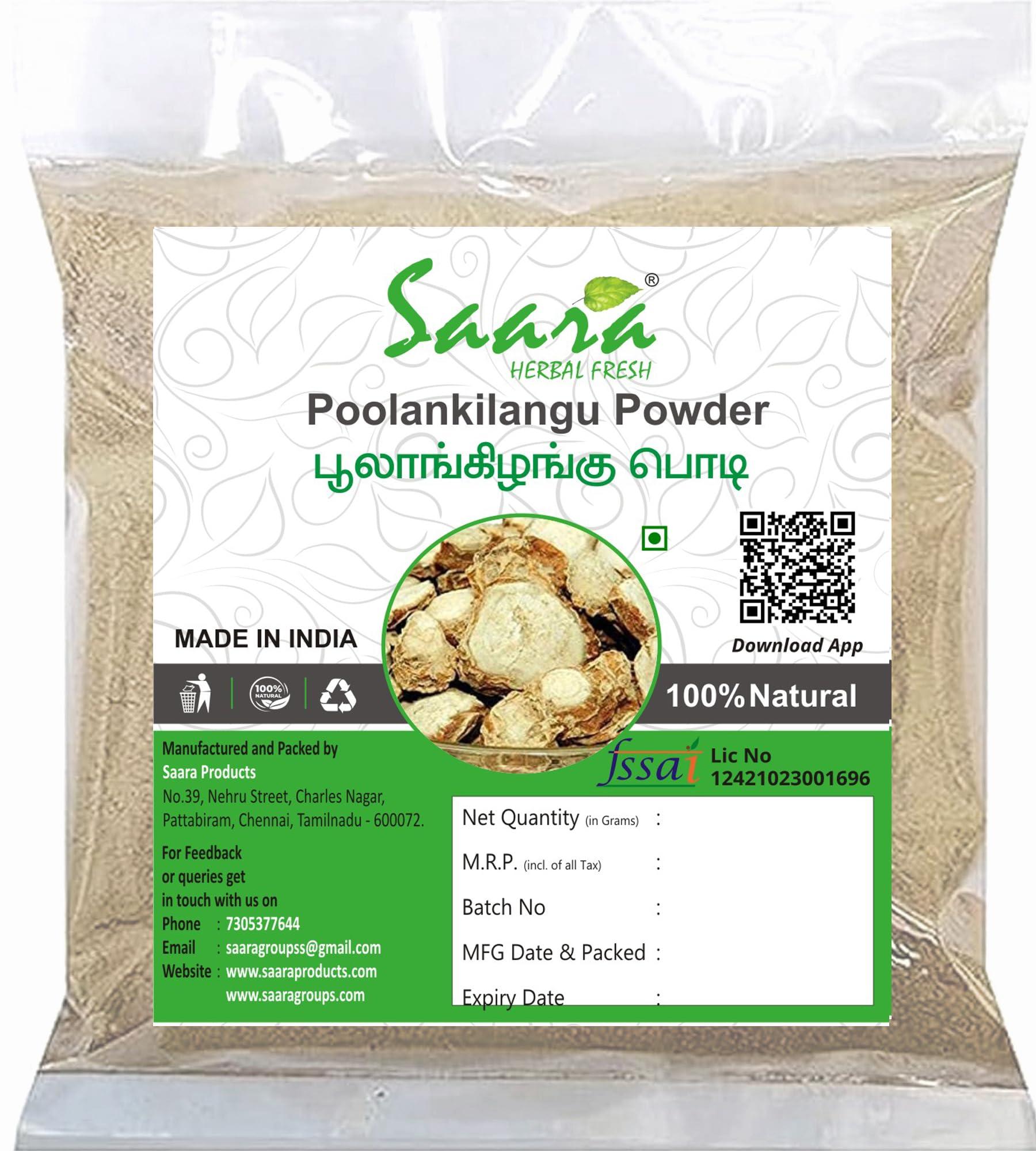 SAARA Saara HERBAL FRESH Poolankilangu Powder,200g, White Turmeric, Kachur, Kichili Kilangu Powder for Skin Care, 200g (Pack of 2 X 100g)