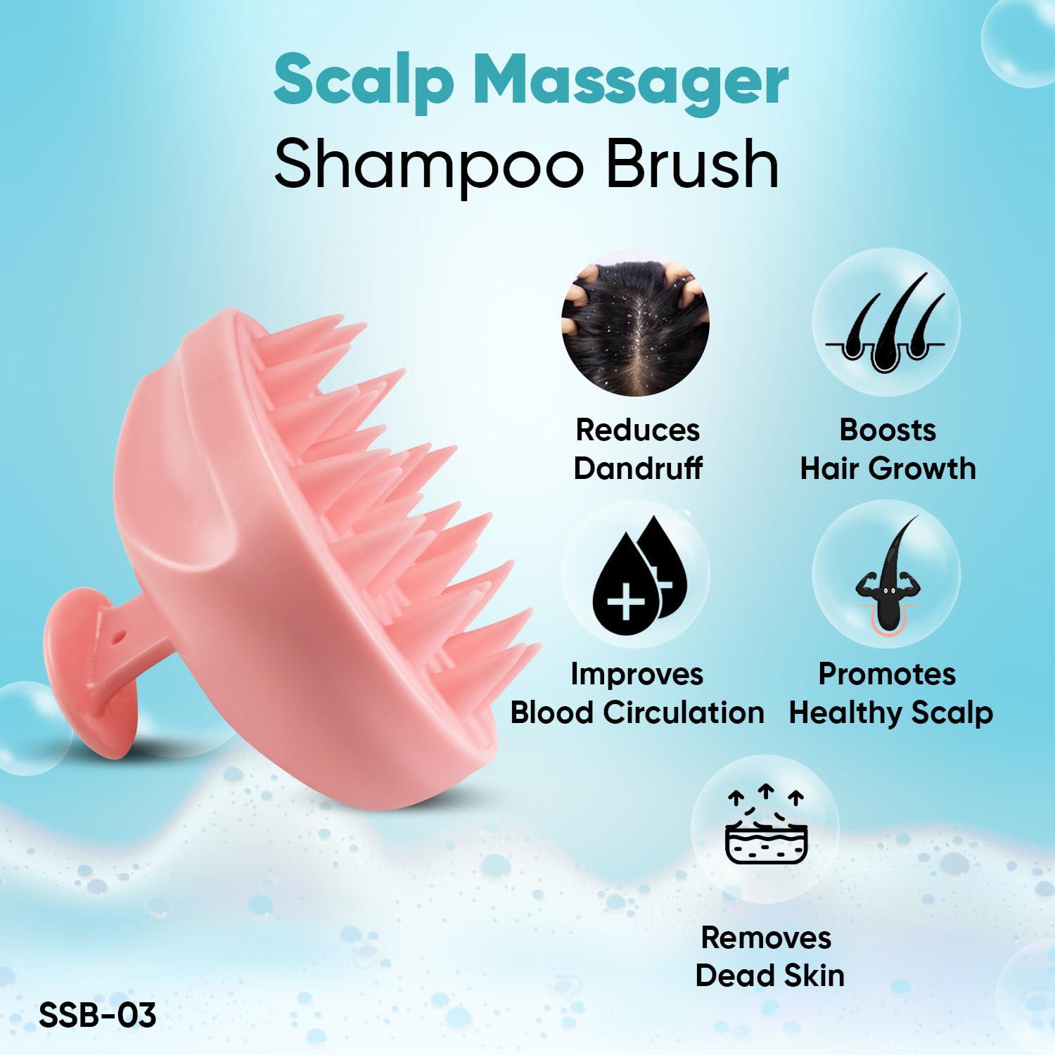 VEGA Vega Hair Scalp Massager Shampoo Brush with Soft Silicone Bristles for Anti-Dandruff, Hair Massager, Exfoliating,Cleaning Dandruff, Excess Oil, Manual Head Massager, All Hair Types, For Men and Women, (SSB-01)