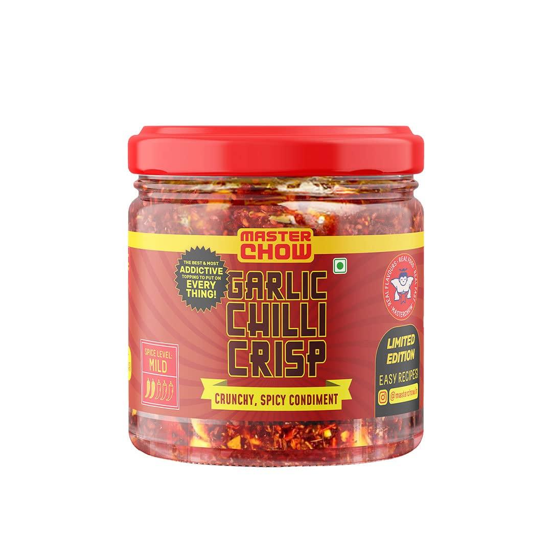 MasterChow MasterChow Crispy Chilli Chinese Combo - Hot Sichuan Chilli Oil & Crunchy Chilli Crisp | Made with Sichuan Peppercorns, Crunchy Garlic & Red Chillies | Eat With Momos, Pizza, Noodles | Pack of 2