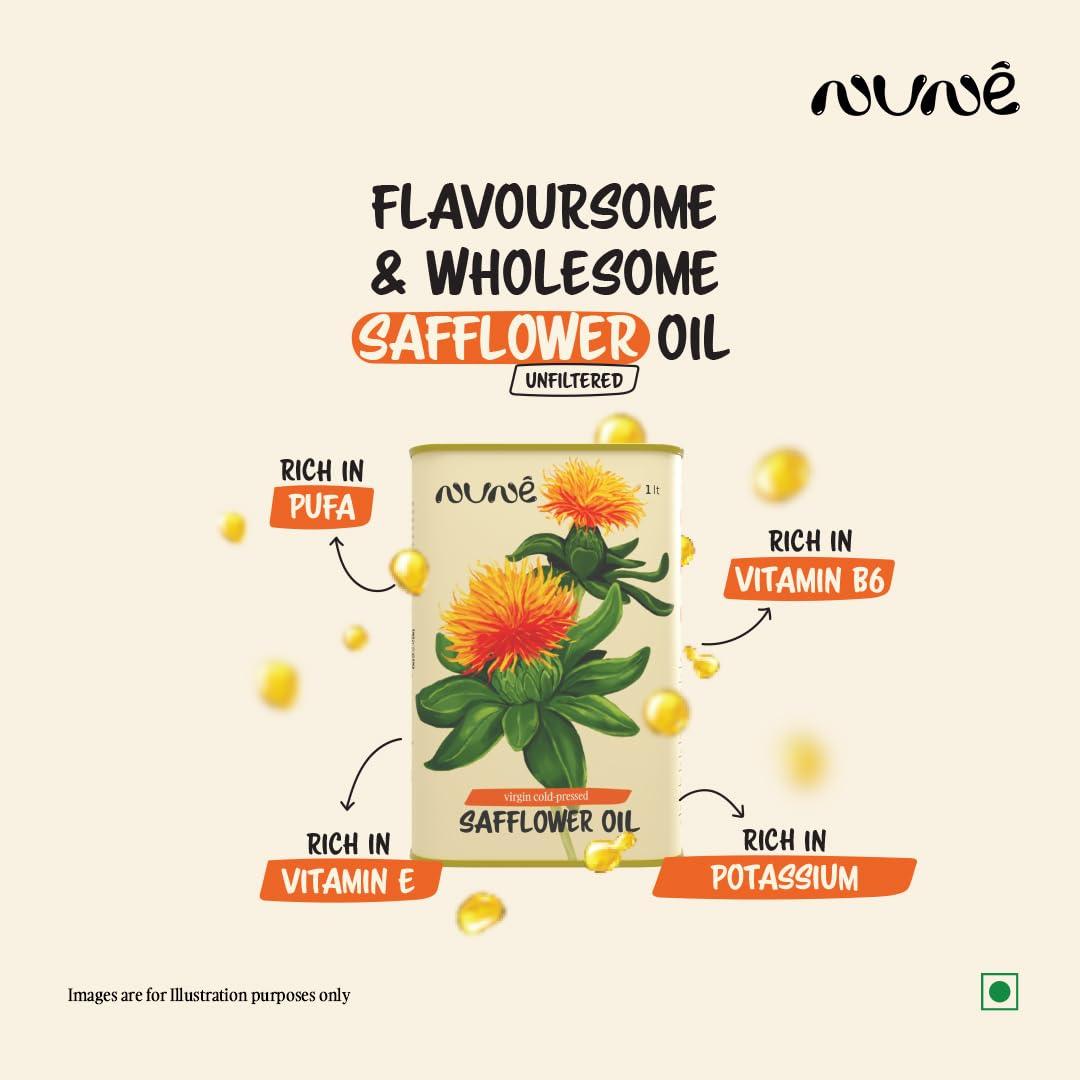 nune Nune Virgin Cold Pressed Safflower - 2 Litre with Pure & Certified Cooking Oil