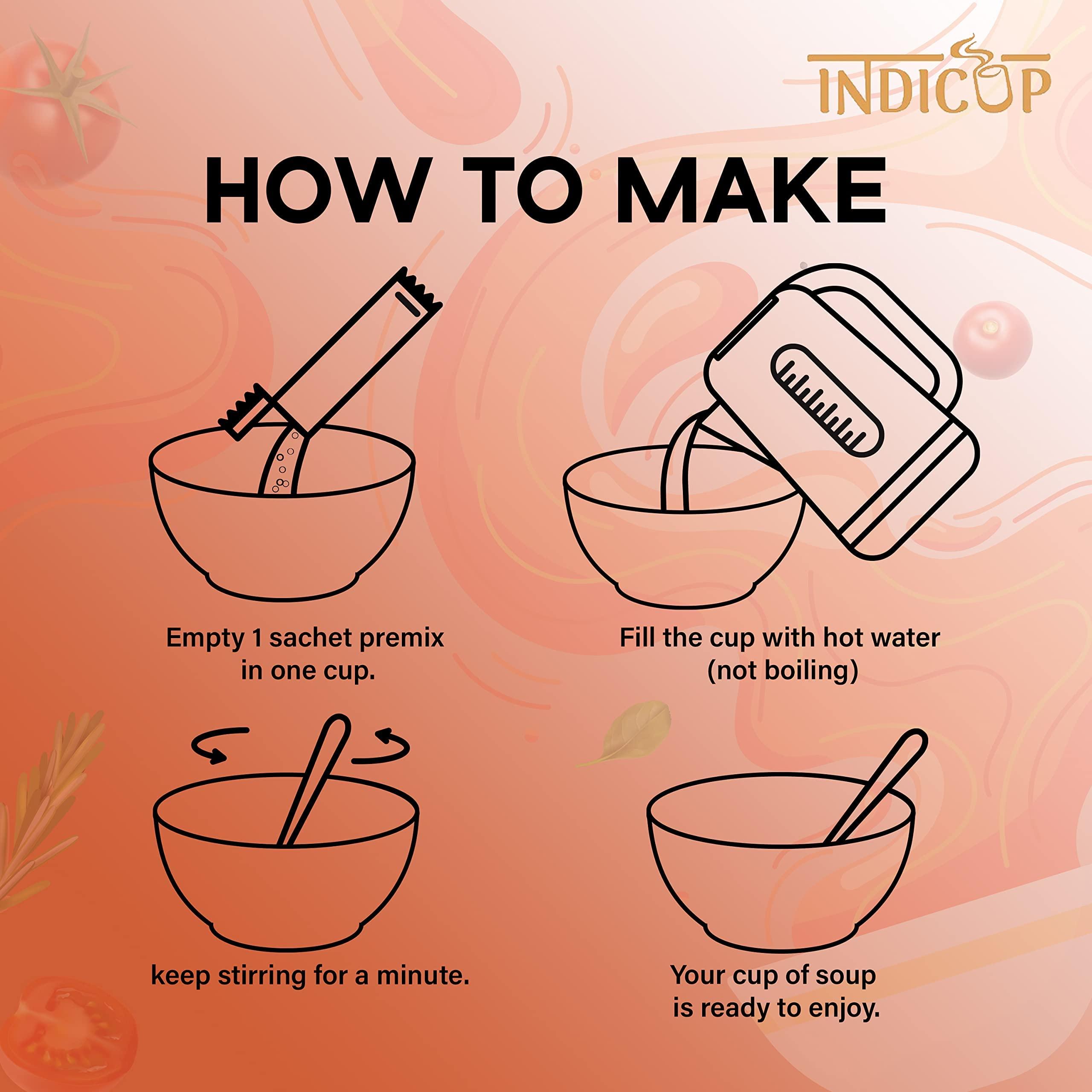 INDICUP Indicup Tomato Soup Instant Premix , Pack of 1- 10 sachets, Instant soup premix, Refreshing taste,