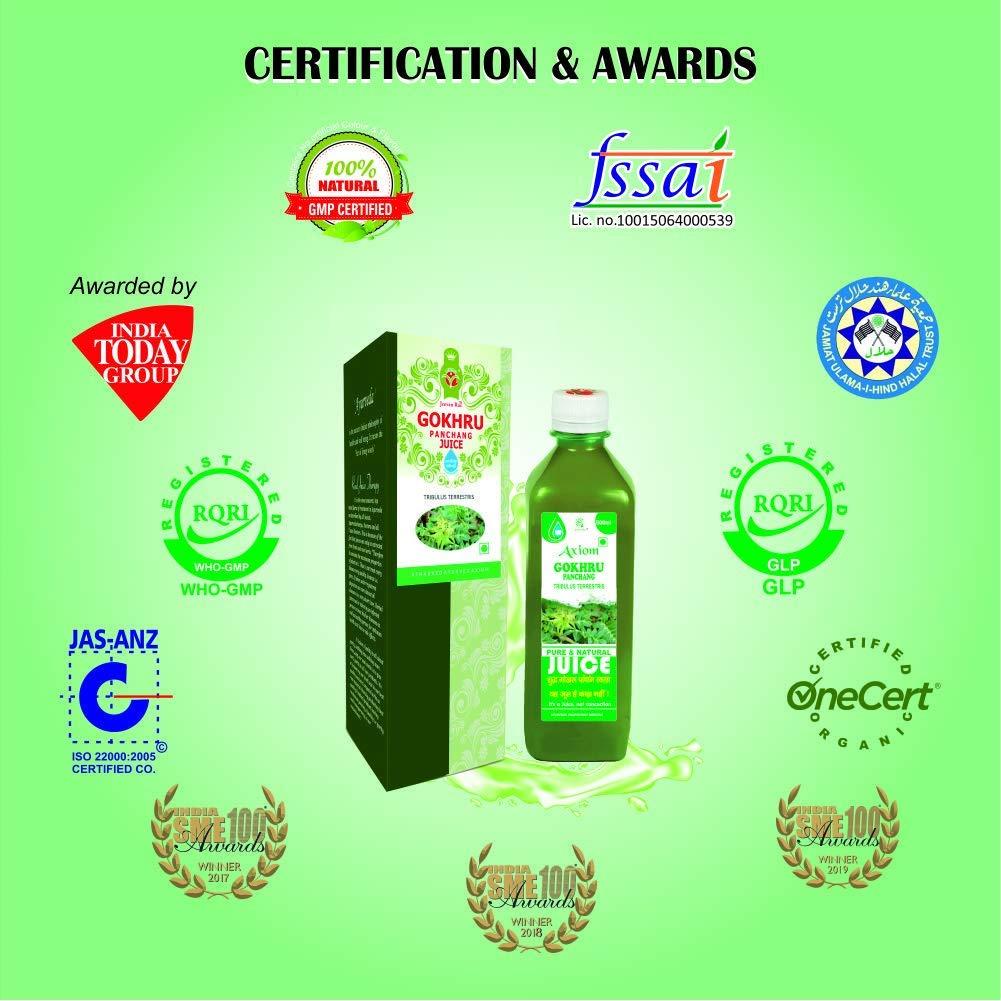 Axiom Axiom Gokhuru Juice 500ml | Immunity Booster | No Added Colour | No Added Flavour | WHO GMP GLP Certified Product