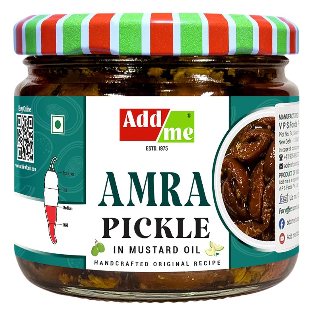 Add me Add me Homemade Fresh Amra Pickle 300g | Ambada Tasty and Tangy Indian Hog Plum Amda ambda Pickle in Fresh 300gm Glass Pack
