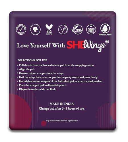 SheWings SHEWings Minor Friendly Sanitary Pads | 12 XXL Ultra Thin Sanitary pads | 100% Cotton Top Sheet | Teen friendly |100% Leakproof | Rash Free | Unscented | Pack of 12 Pads - With Disposable Bags | For all age groups |
