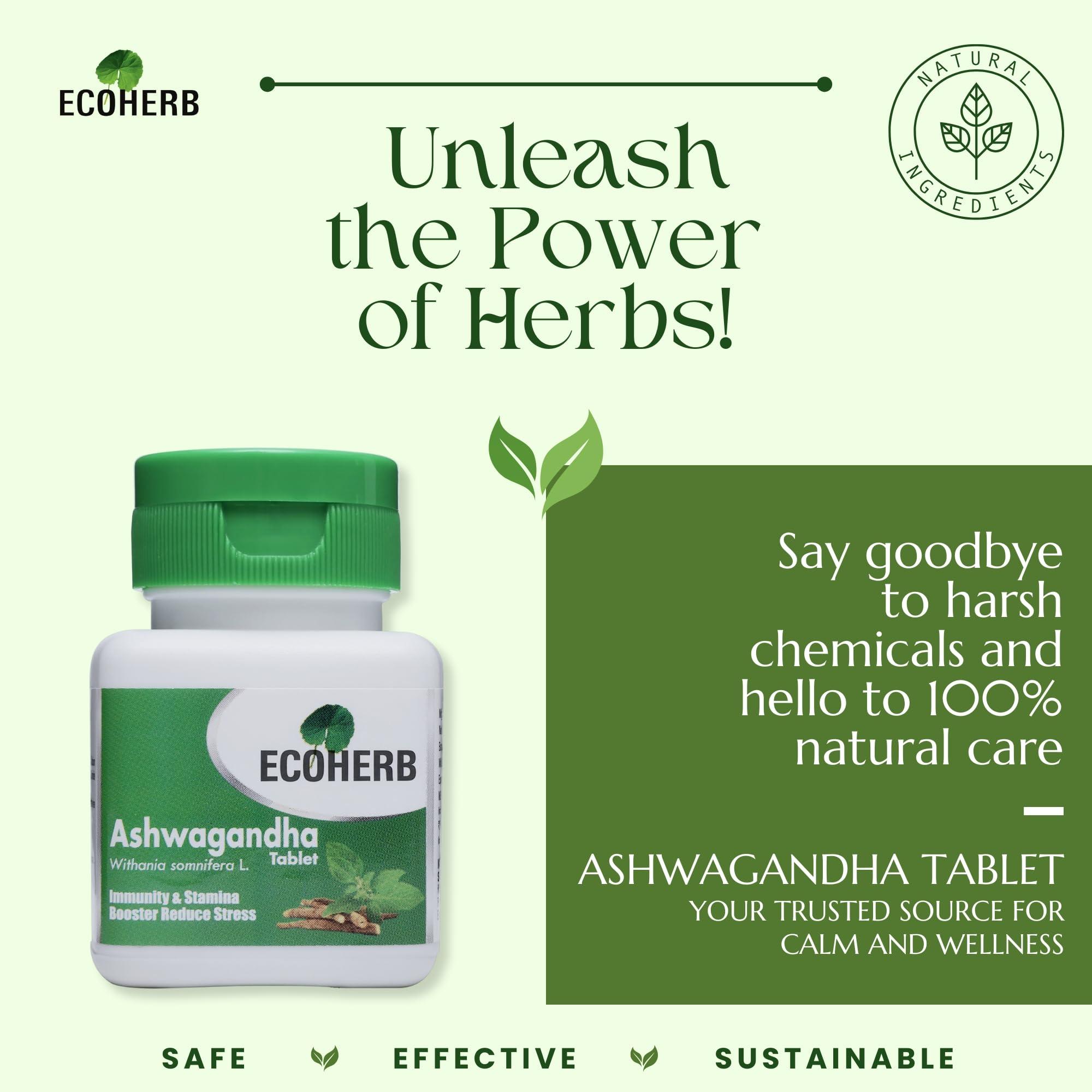 ECOHERB ECOHERB Ashwagandha Tablets I Immunity booster I Antioxidant I Rejuvenate mind & body | 60Tablets