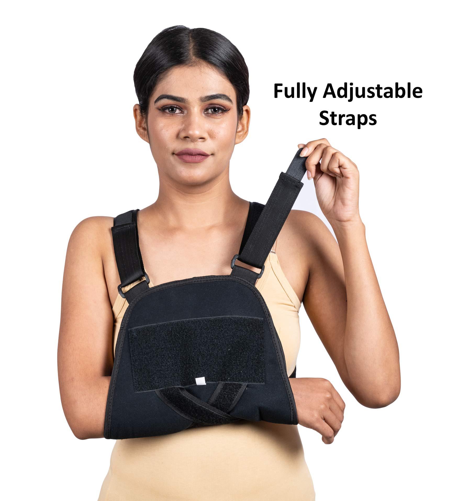 Wonder Care Arm Sling Shoulder Brace - Best Fully Adjustable Rotator Cuff and Elbow Support - Includes Immobilizer Band for Quick Recovery - for Men and Women (42\"-54\")