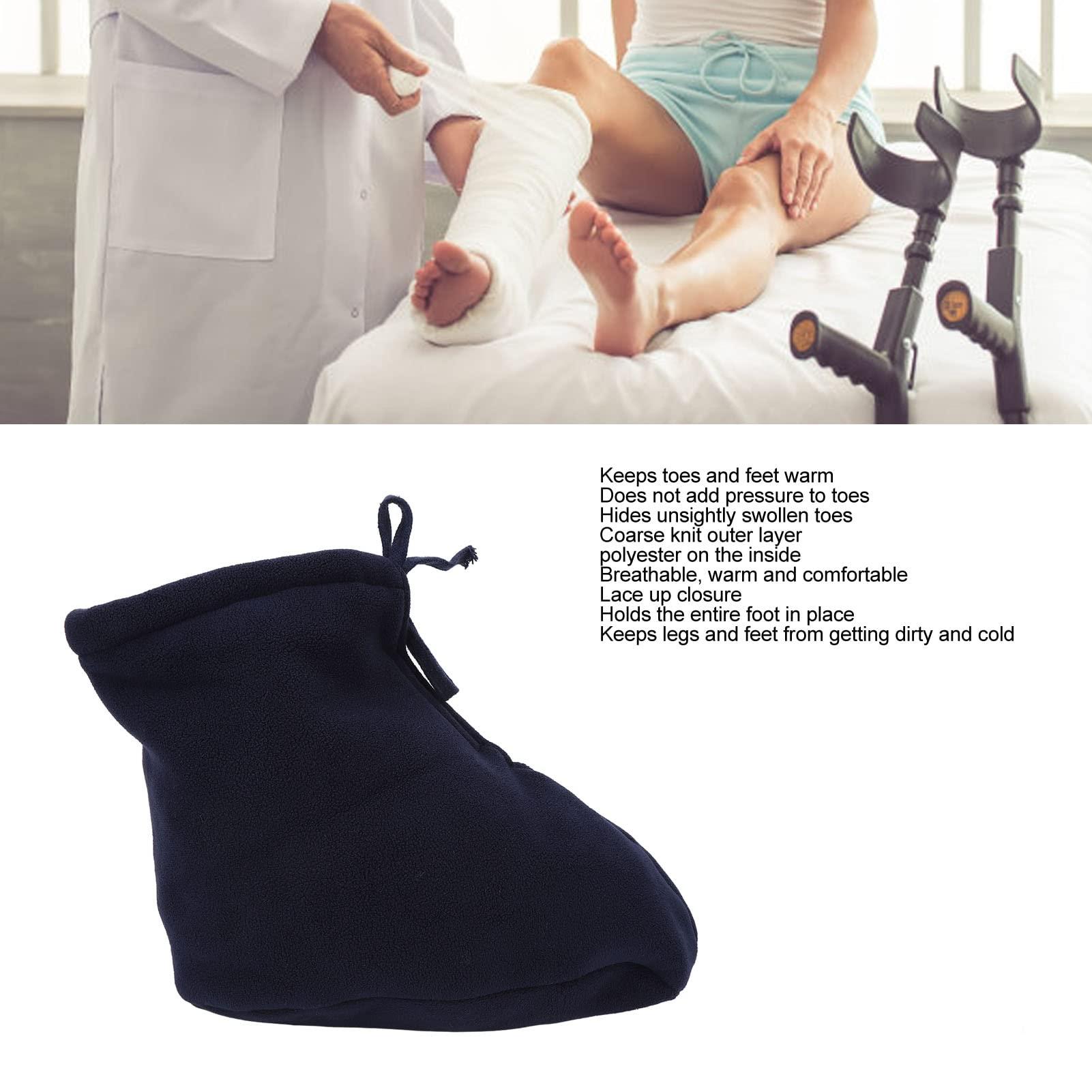 MXGZ Cast Foot Warm Sock, Breathable Thickened Padded Cast Toe Cover Sock Dark Blue for Fractures for Autumn (S)