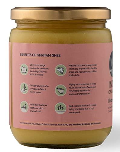 INDIC ORGANICS Indic Organics Gir Cow\'s A2 Ghee | Free Grass Grazing Healthy Gir Cow\'s Bilona Ghee from Khatiyawad Region of Gujrat | Lab Certified & Tested (250 ml)