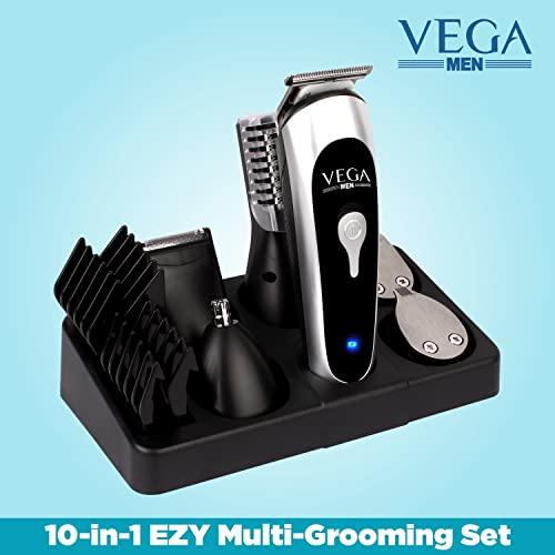 Vega VEGA Men 10-in-1 EZY Multi-Grooming Set with Beard/Hair Trimmer, Nose Trimmer & Body Groomer And Shaver, (VHTH-22)