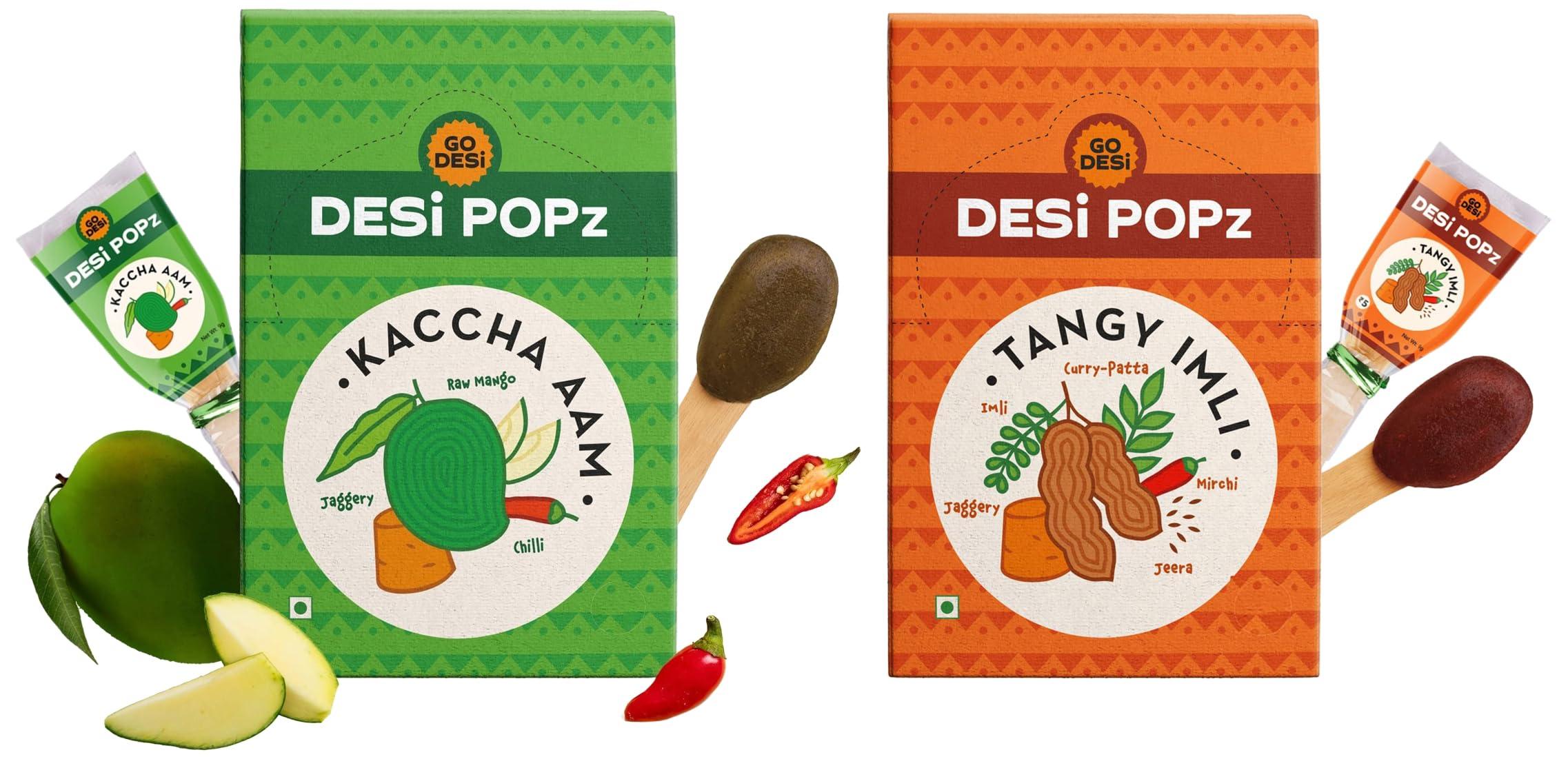 GO DESi GO DESi POPz Candy Combo - Imli Pop (40 Pieces) & Kaccha Aam (40 Pieces)