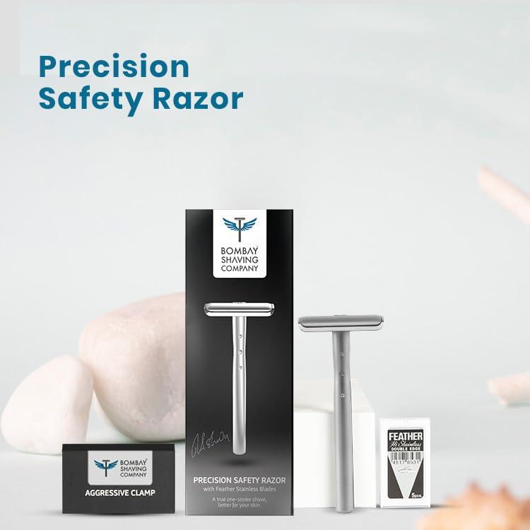 Bombay Shaving Company Bombay Shaving Company Silver Precision Safety Razor For Men | Gift Set For Men | Shaving Razor For Men | Gifts For Men | Double Edge Safety Razor with Premium Metal handle