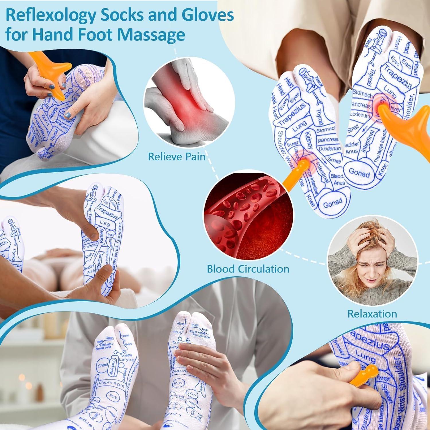 Zorzel Zorzel Foot Reflexology Sock Set with Massage Tool, Acupressure Reflexology Socks Relief Body Stress & Aches, Feet Acupuncture Point Massage Pen Health & Wellness Messager Socks