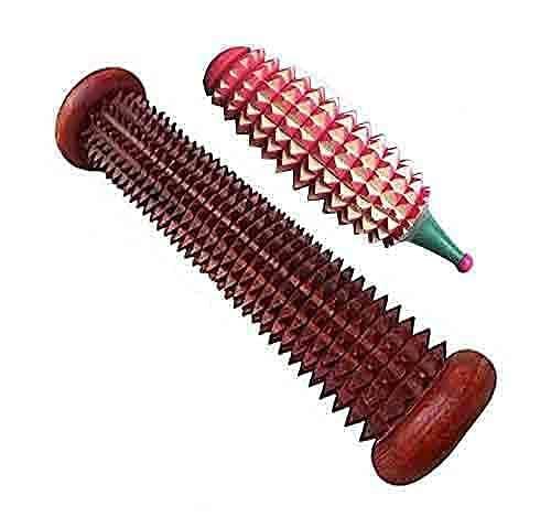 AcuHealth AcuHealth Foot Roller Acupressure Massager Acupuncture (Brown) with Karela Massager Tool for Hands and Palm || foot massager roller || wooden accupressure tools||
