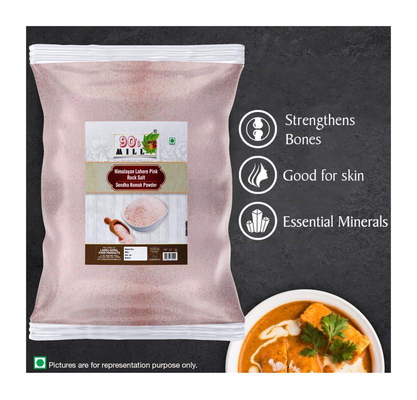 90\'s MILL 90\'s MILL Ekadashi Fast Upwaas Upwas Vrat Ke Liye Salt | Himalayan Pink Rock Salt Powder | Saindhava Lavana Sendha loon namak with Natural Trace Minerals-1900GM*2Pack