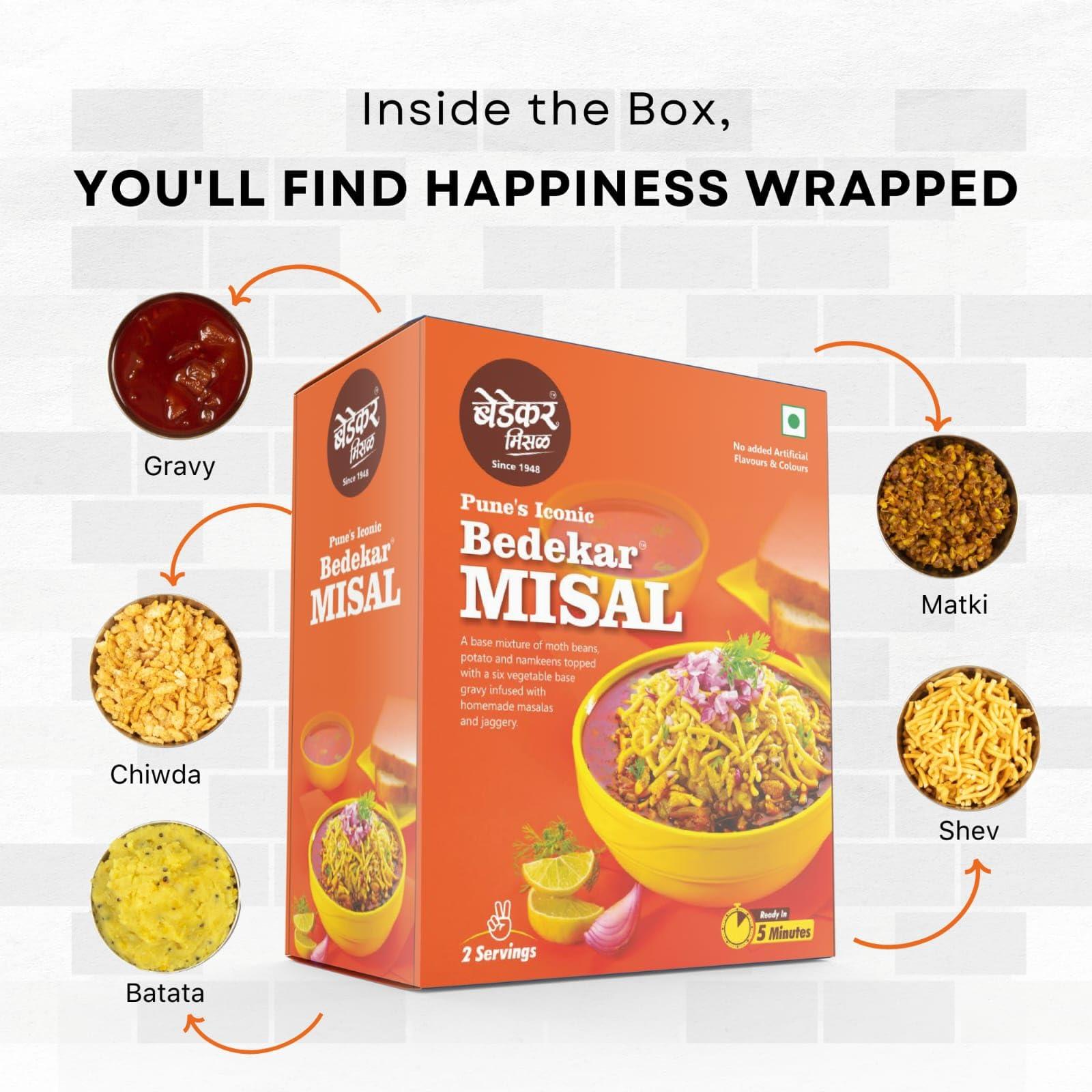 Bedekar Misal Bedekar Misal Ready to cook Misal Pav premix masala | No Preservatives | No artificial colours | Ready to eat in 510 minutes Misal Pav mix (4 servings)