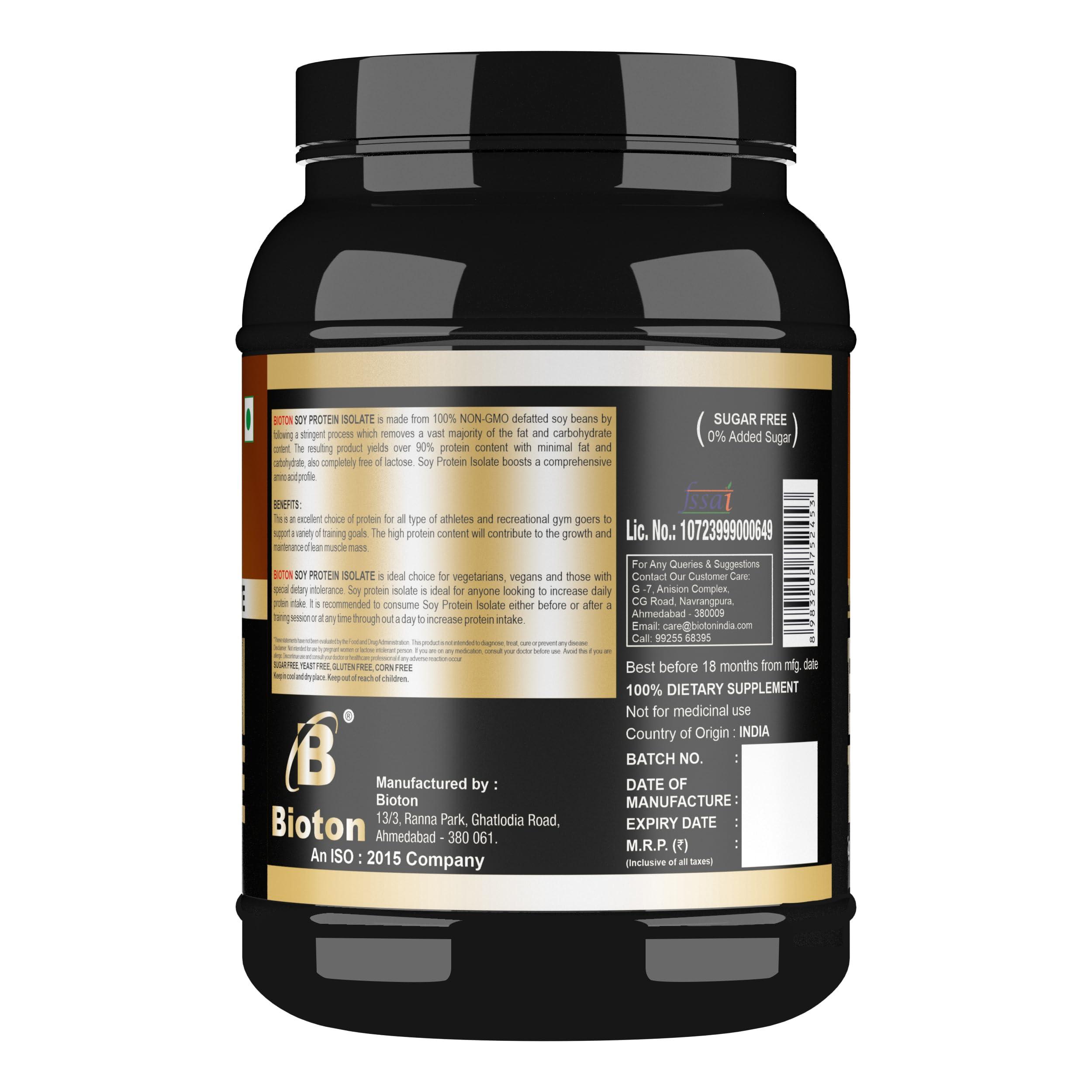 Bioton Bioton 100 % Soya Protein Isolate |1 Kg | Rich Chocolate | Lab Tested 31 Gm Protein Per Serving | Vegan Protein | For Daily Protein Intake, Muscle Growth & Recovery
