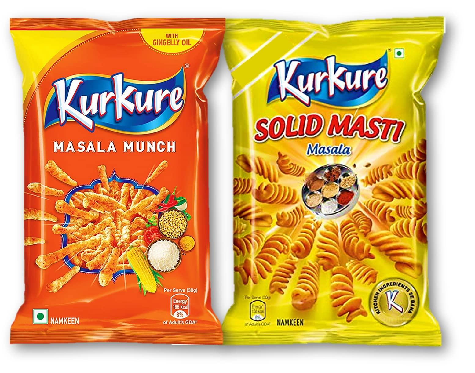Generic Kurkure Masala Munch 117g + Solid Masti 75g (Pack of 2) Unique