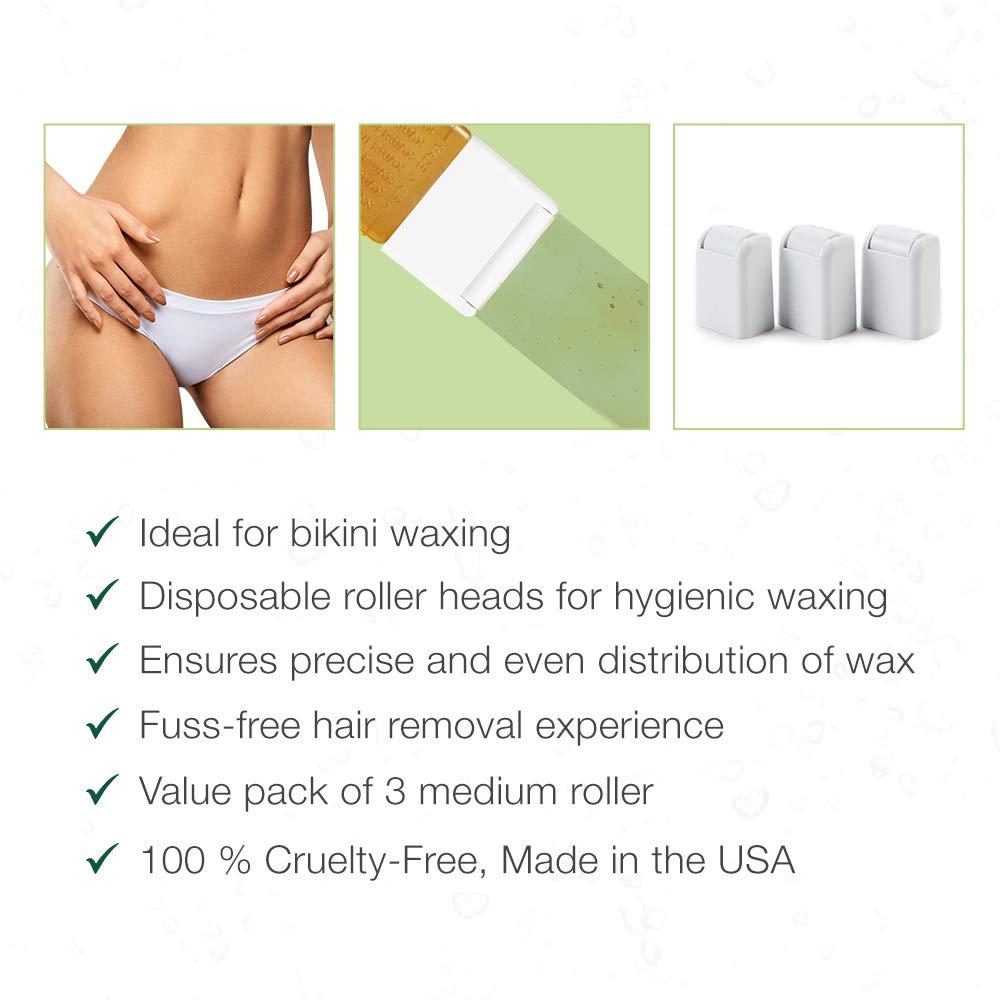 Clean + Easy Clean + Easy Medium Roller head, Bikini Roll-on Waxing System, 3-Pack