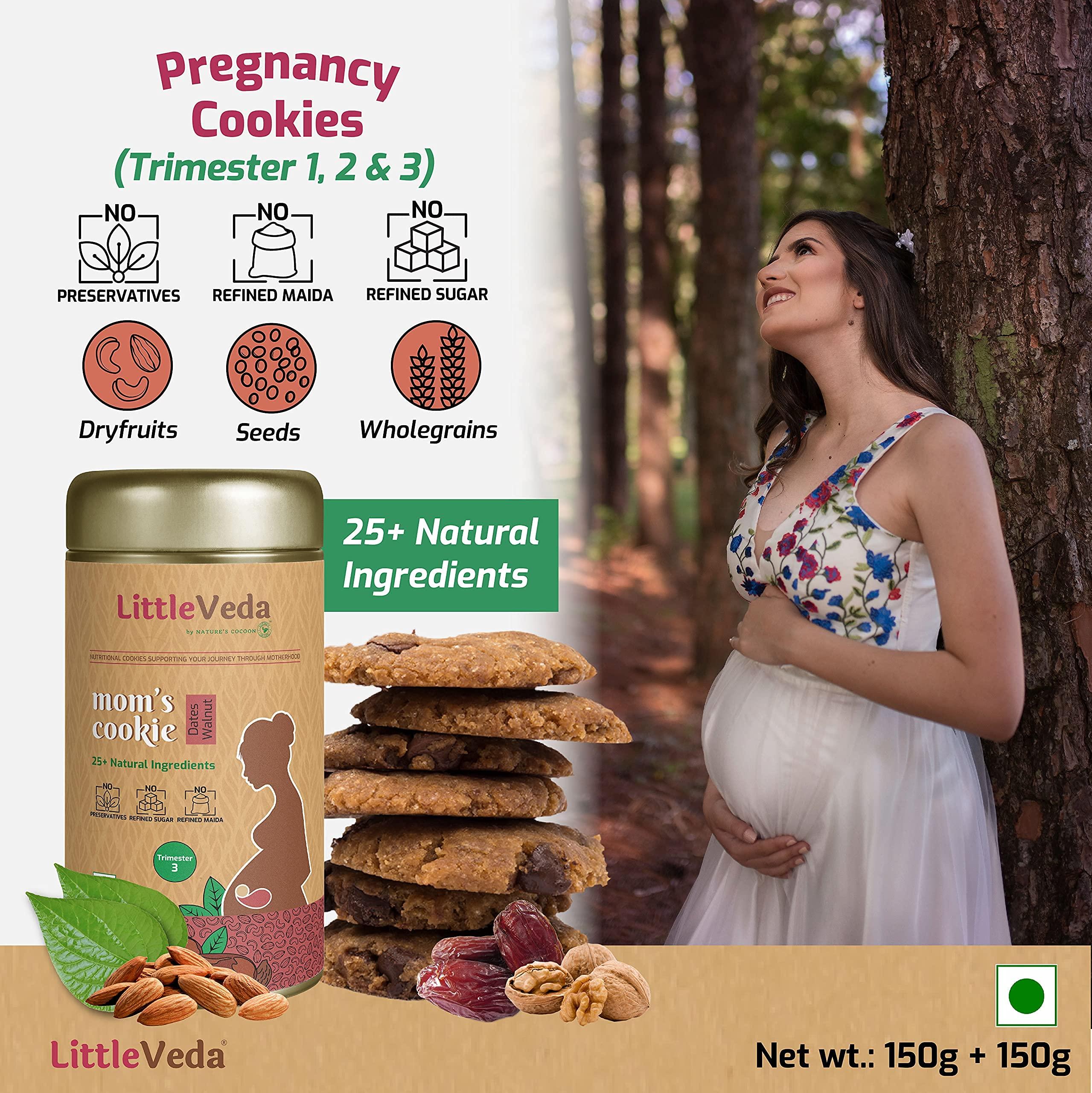 LittleVeda LittleVeda Pregnancy Gift Hamper (Pregnancy Trail Mix, Pregnancy Cookies & Sleepwell Tea) - For Pregnant Women, Trimester 3 (6-9months), Mothers Day Gifting
