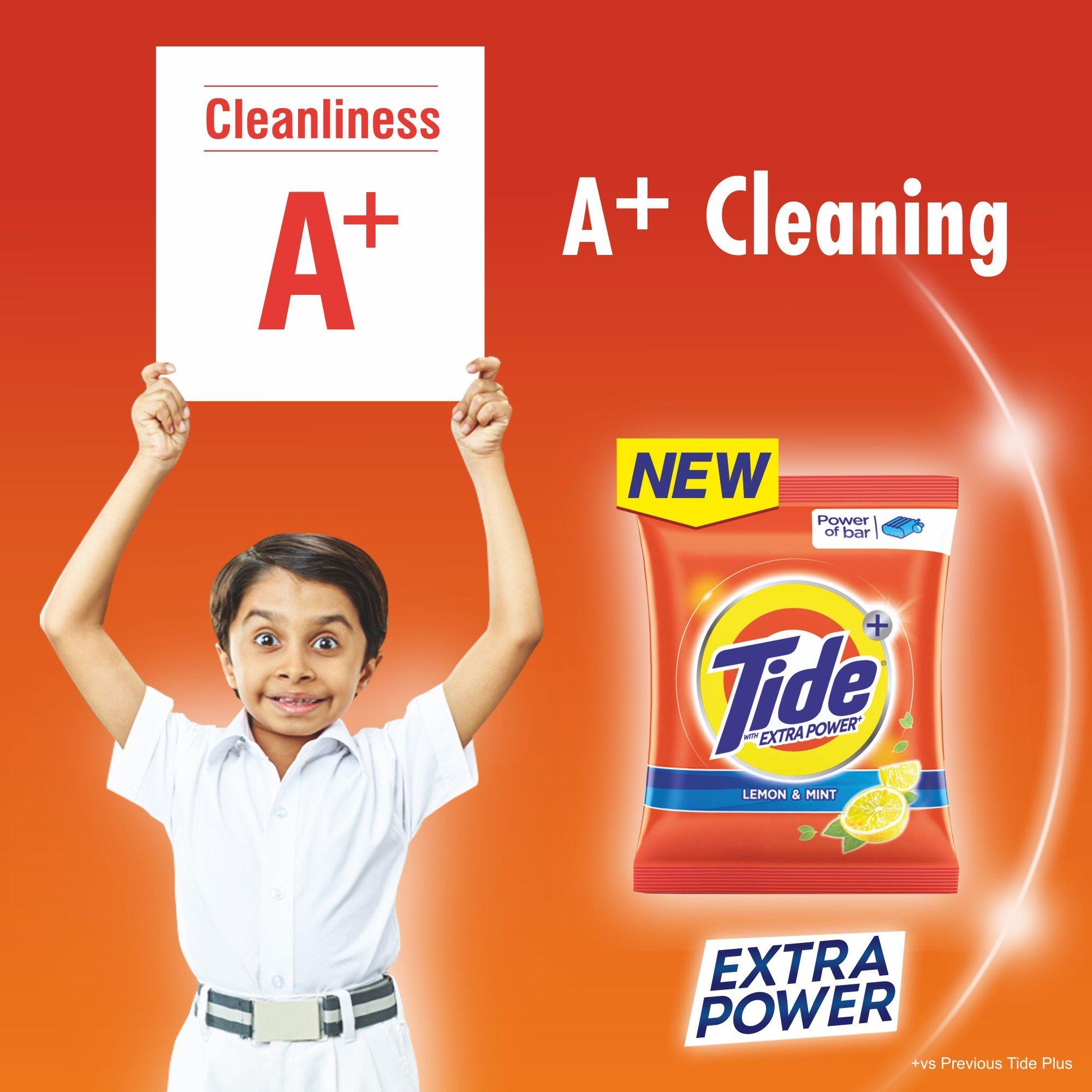 Tide Tide Plus Detergent Washing Powder with Extra Power Lemon and Mint Pack - 4 kg ( 50 off)