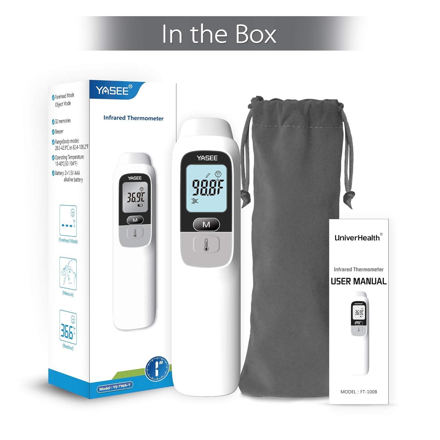 MCP YASEE Forehead Non-Contact Infrared Thermometer for Kids, Adults, and Baby Support with Digital Instant Read, Fever, Alarm, Memory Function, and Large LED Display (JA-11A)