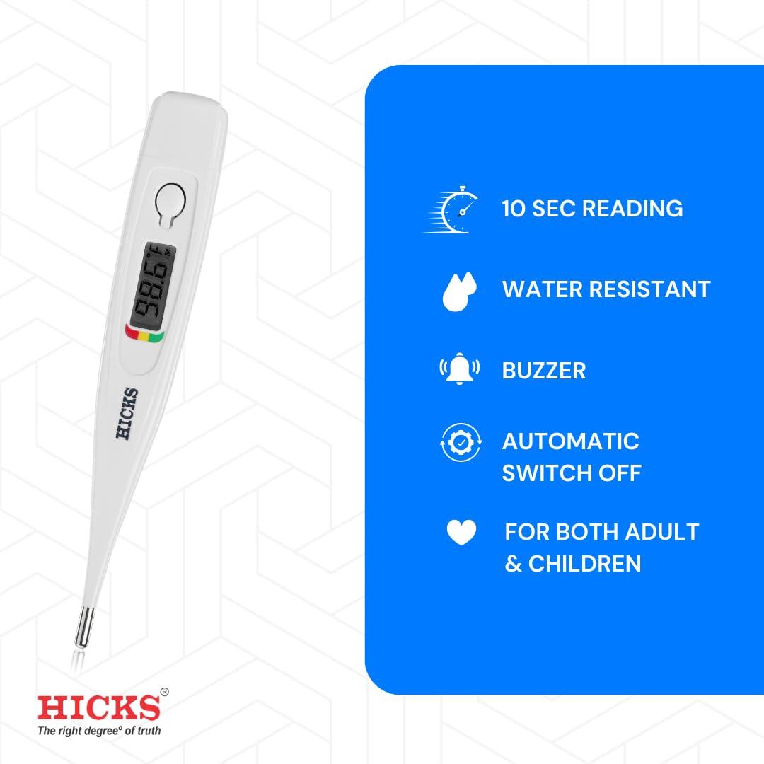 Hicks Hicks DMT 416 Digital Thermometer: Professional Accuracy | 10-Second Readings | Dual Scale (F/C) | Fever Line Indicator | Water-Resistant